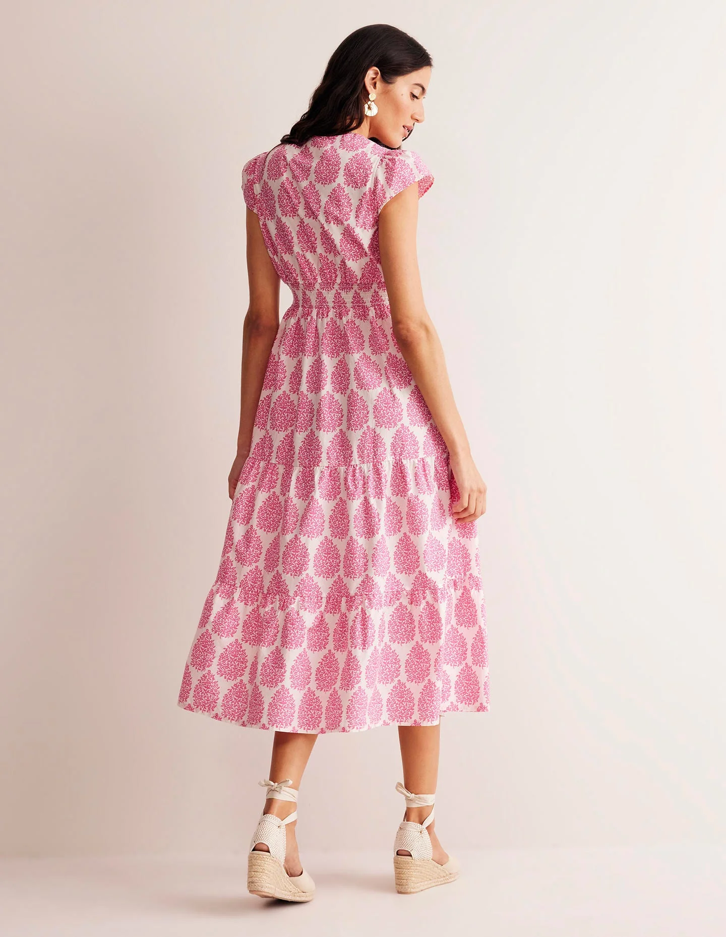 May Cotton Midi Tea Dress-Sangria Sunset, Floret - Image 3