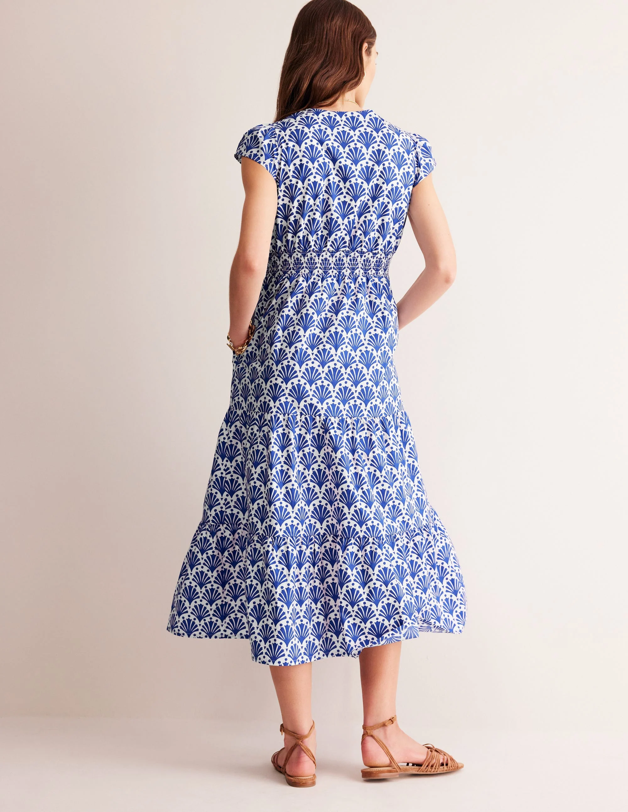 May Cotton Midi Tea Dress-Surf The Web, Shells - Image 3