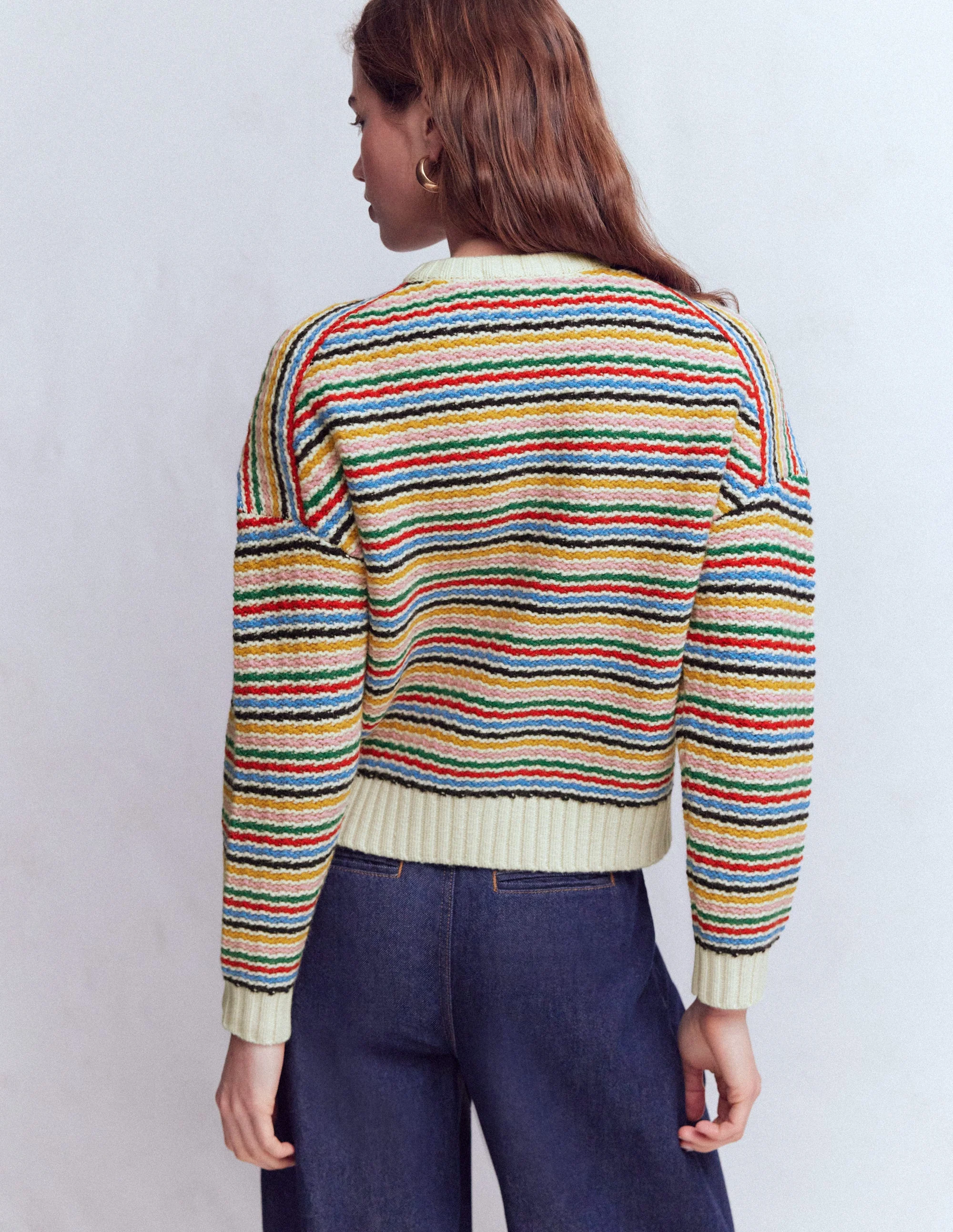 Maya Zip-up Jacket-Ivory, Rainbow - Image 3