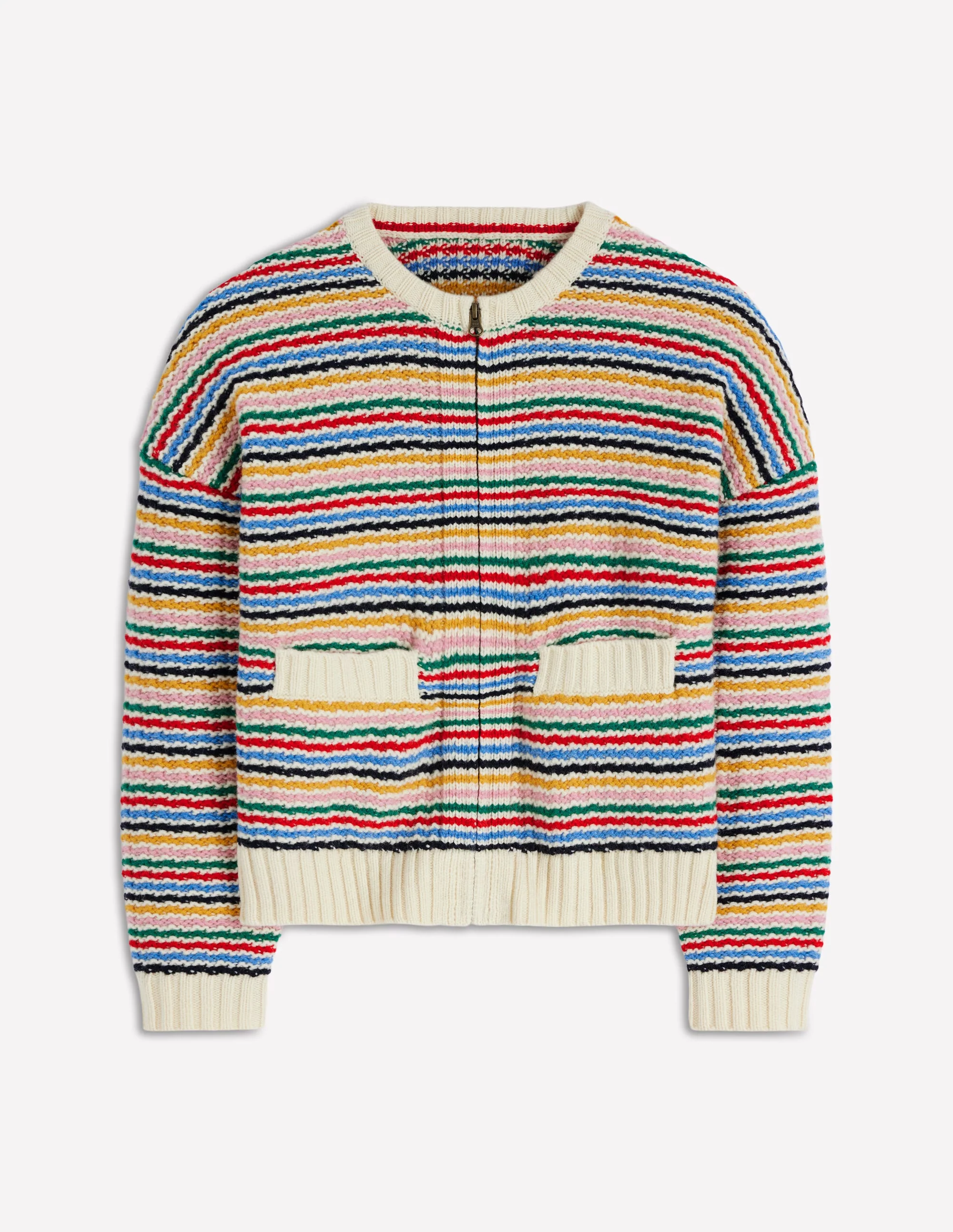 Maya Zip-up Jacket-Ivory, Rainbow - Image 7