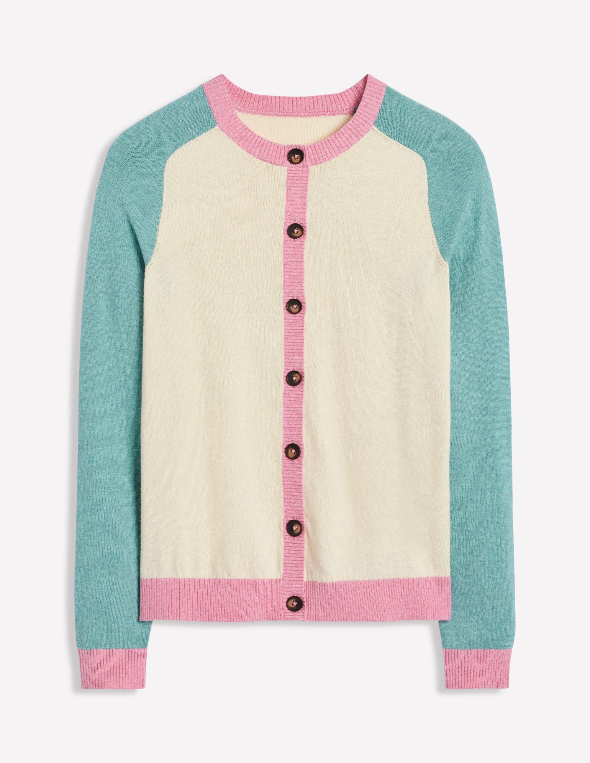 Meg Raglan Sleeve Cardigan-Warm Ivory, Colourblock - Image 5