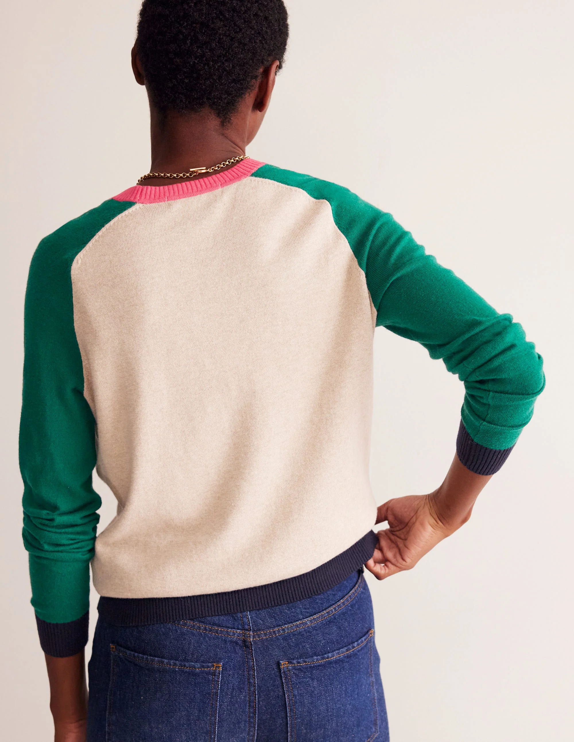Meg Raglan Sleeve Jumper-Chinchilla, Colourblock - Image 3