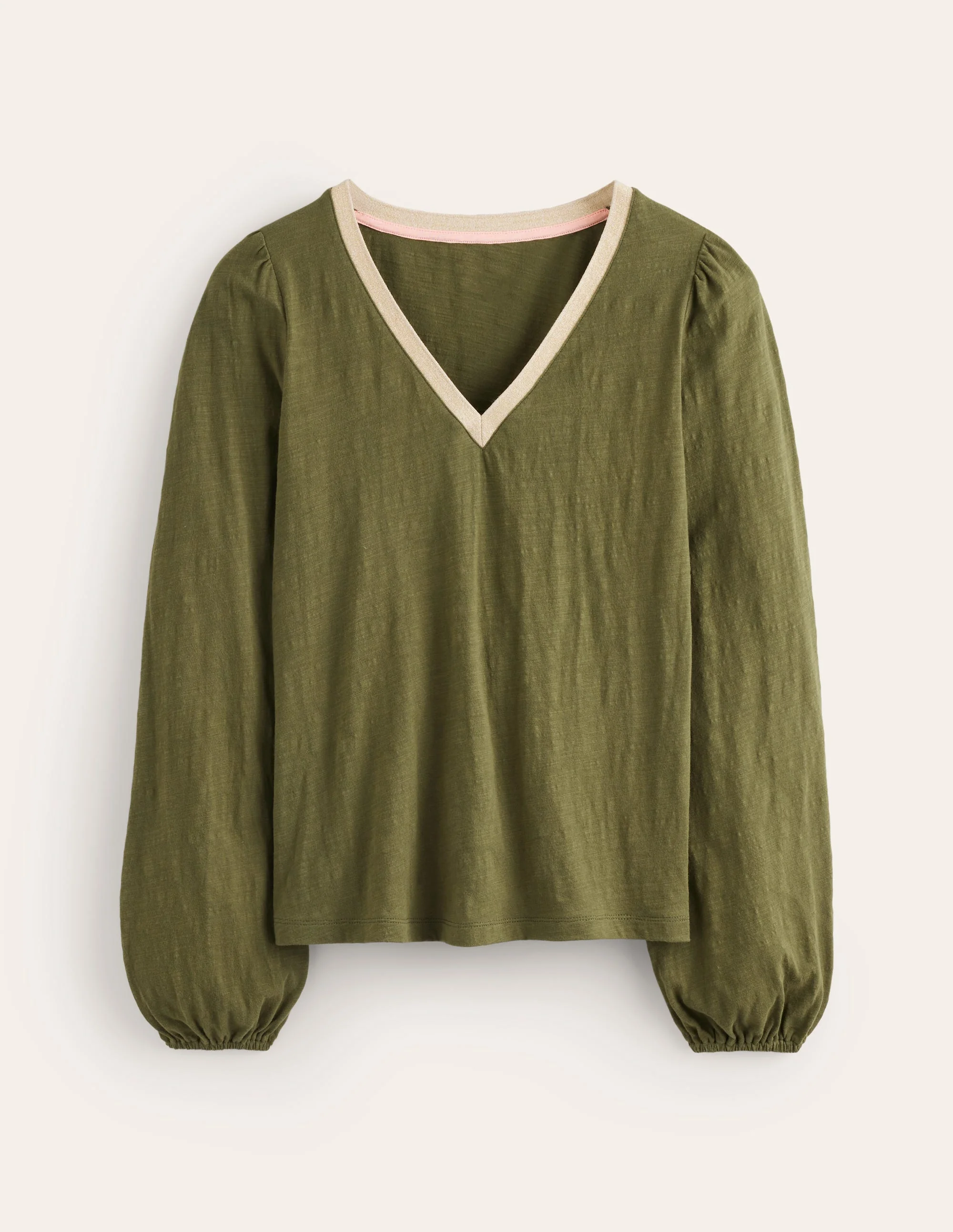 Metallic Trim Long Sleeve Top-Oregano - Image 5