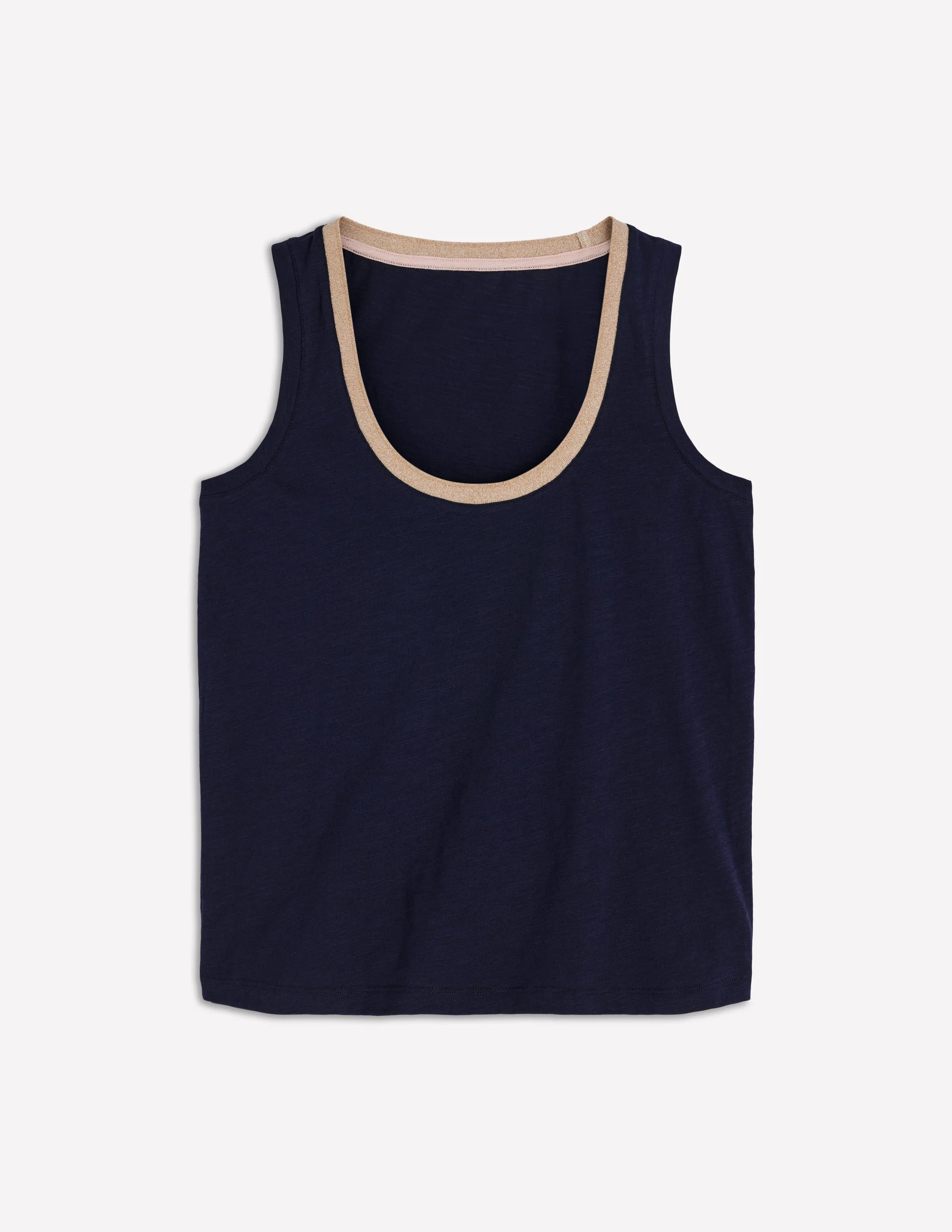 Metallic Trim Scoop Neck Vest-Navy - Image 6