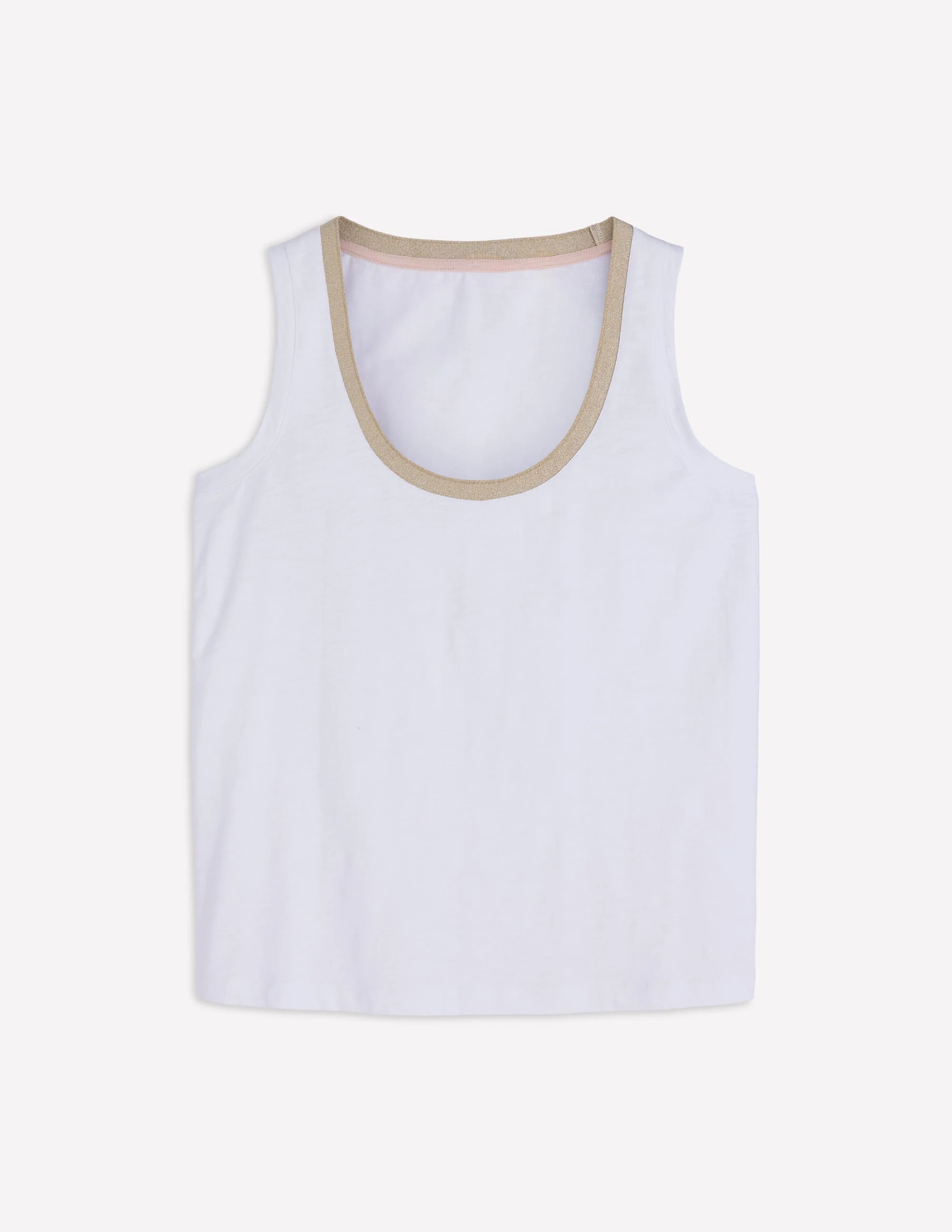 Metallic Trim Scoop Neck Vest-White - Image 5