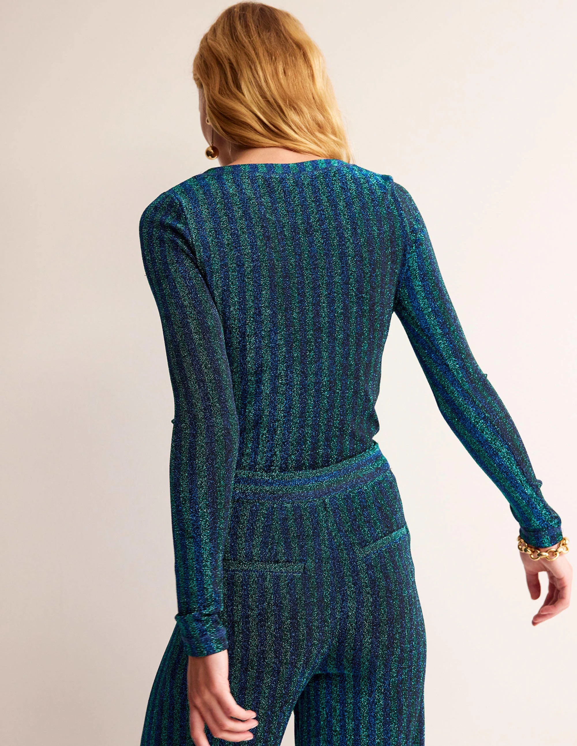 Mia Metallic Top-Blue, Green - Image 3