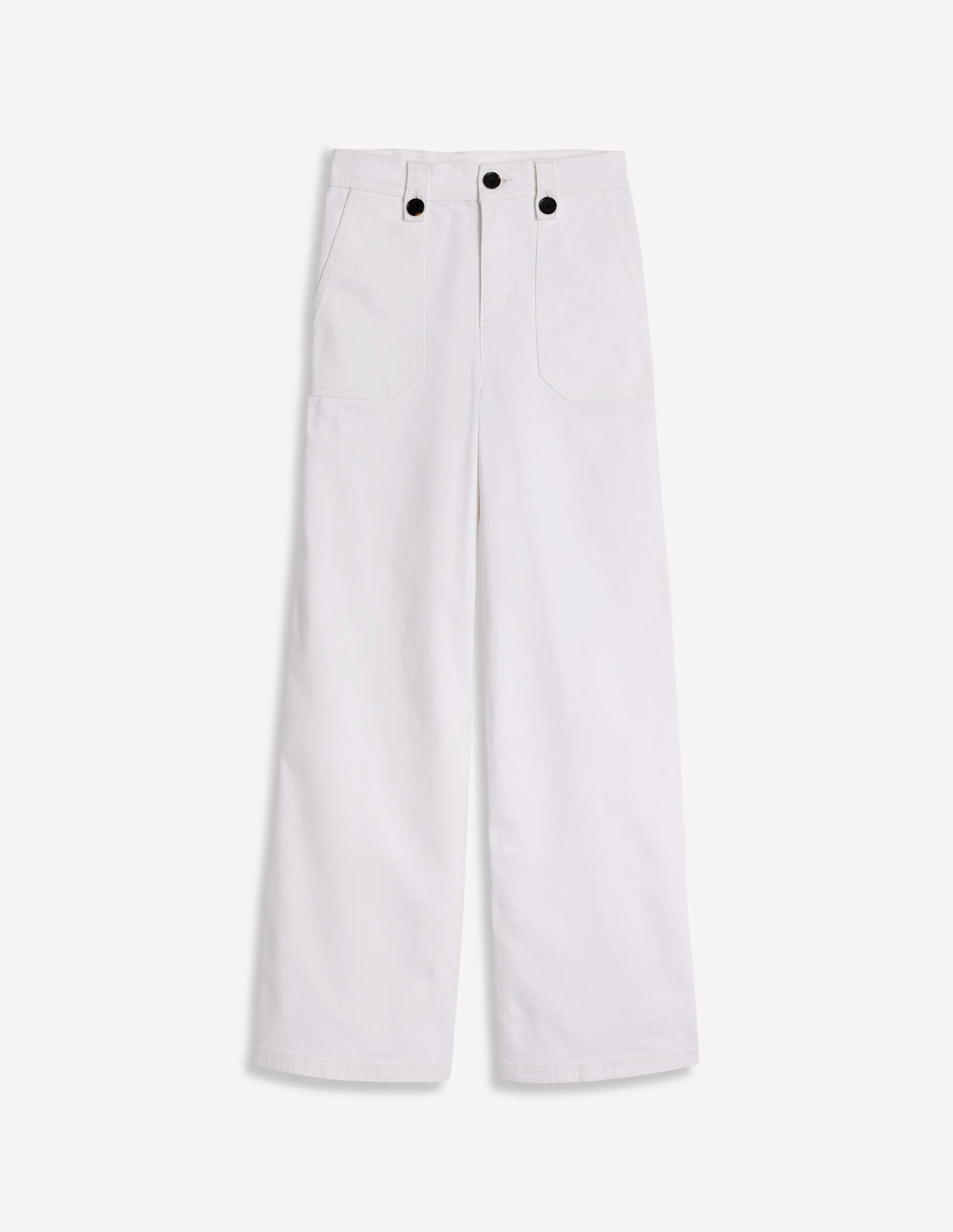 Mid Rise Button Detail Jeans-Ecru - Image 5