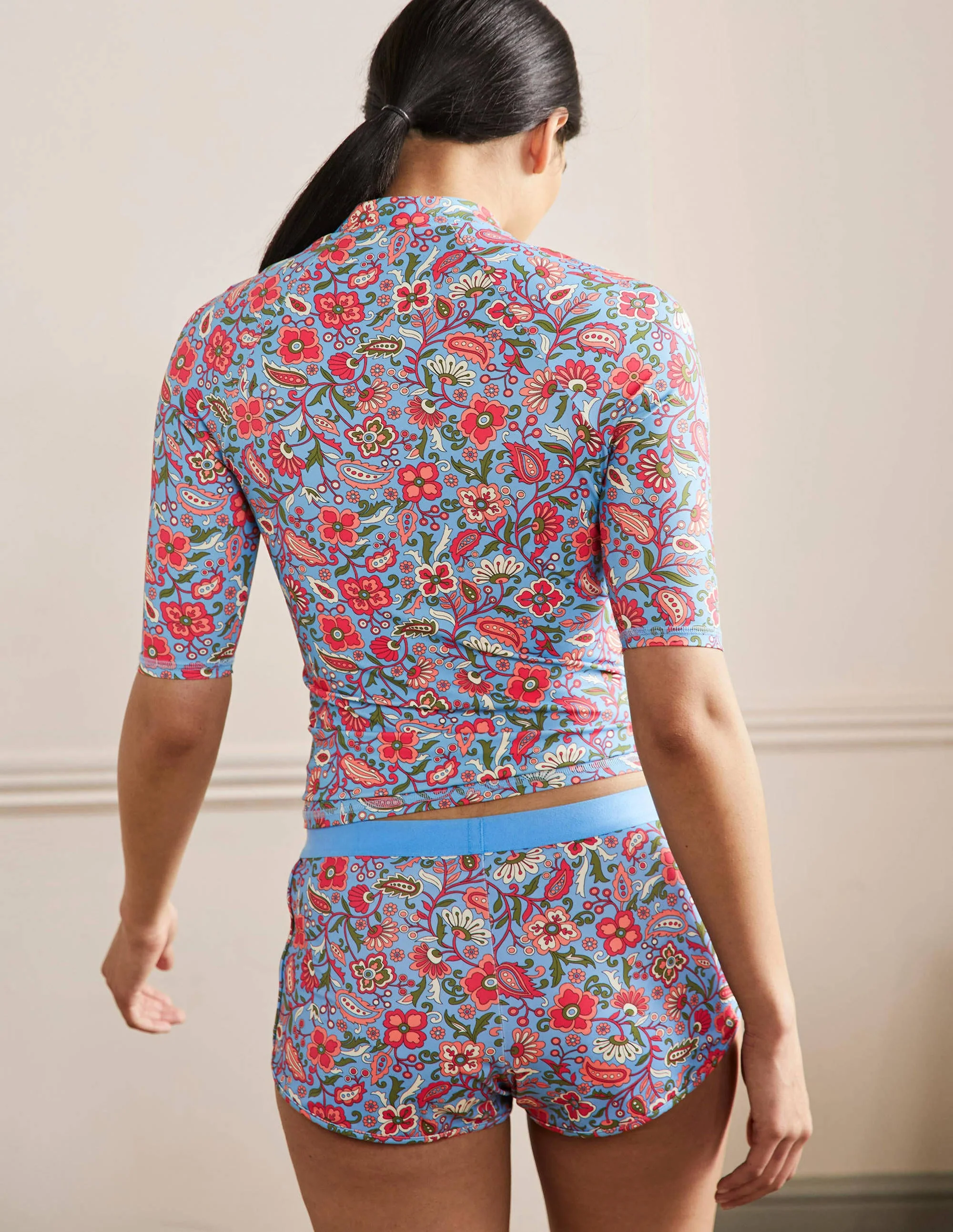 Mid Sleeve Rash Guard-Dusty Blue, Oriental Paradise - Image 3