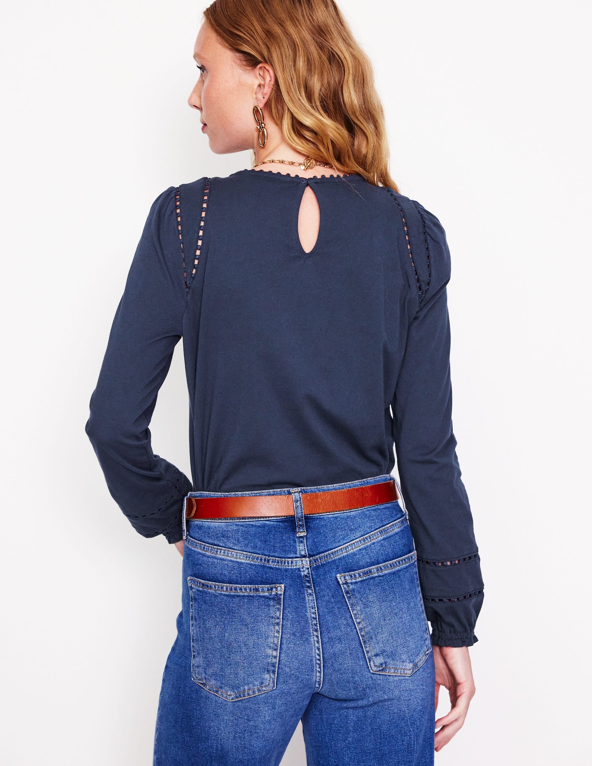 Mila Long Sleeve Top-Navy - Image 3