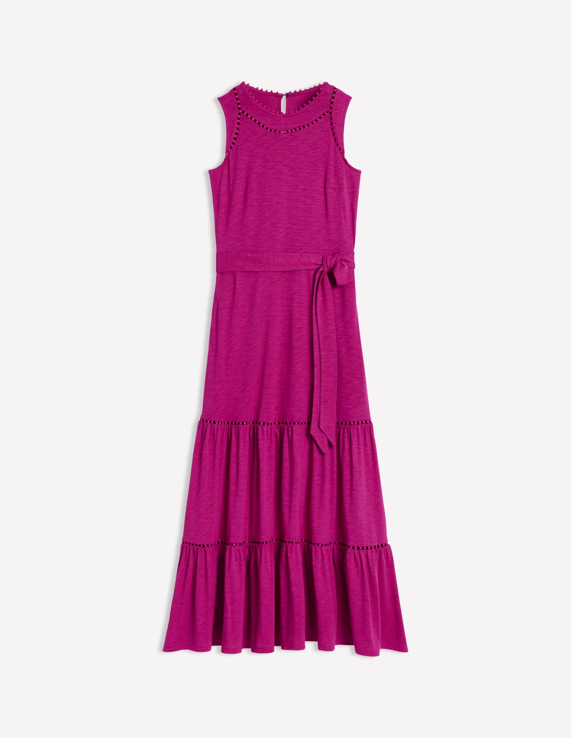 Mila Trim Tiered Jersey Dress-Fuschia - Image 6