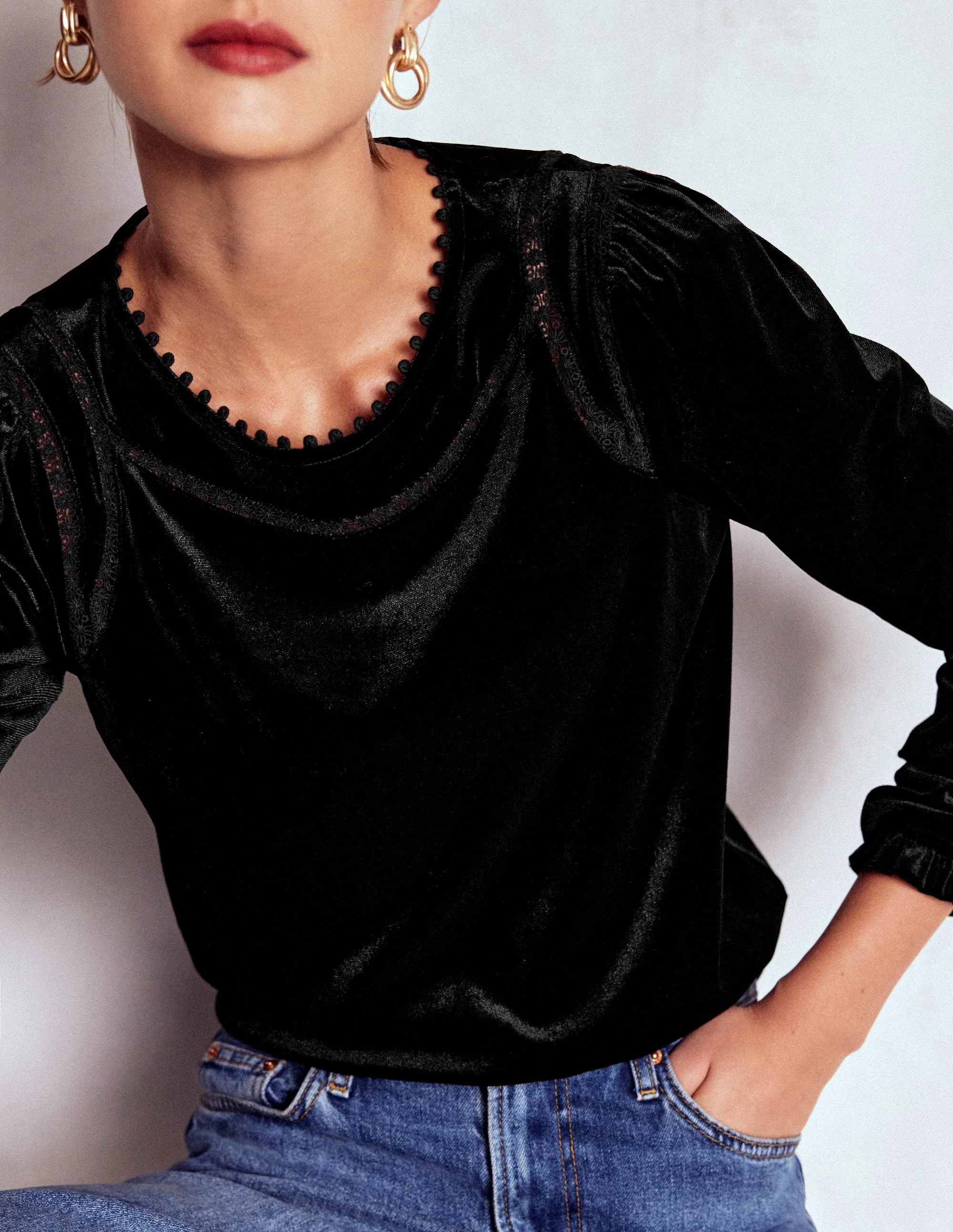 Mila Velvet Top-Black - Image 2