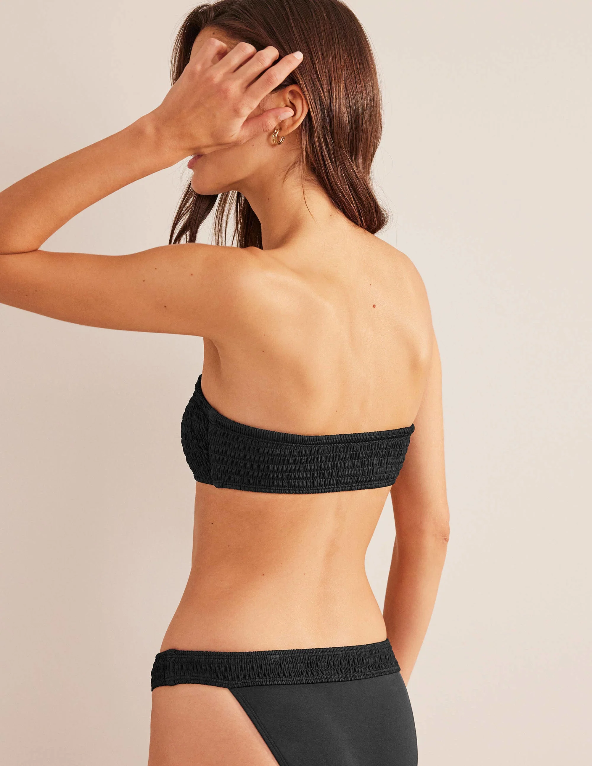 Milos Smocked Bikini Top-Black - Image 3