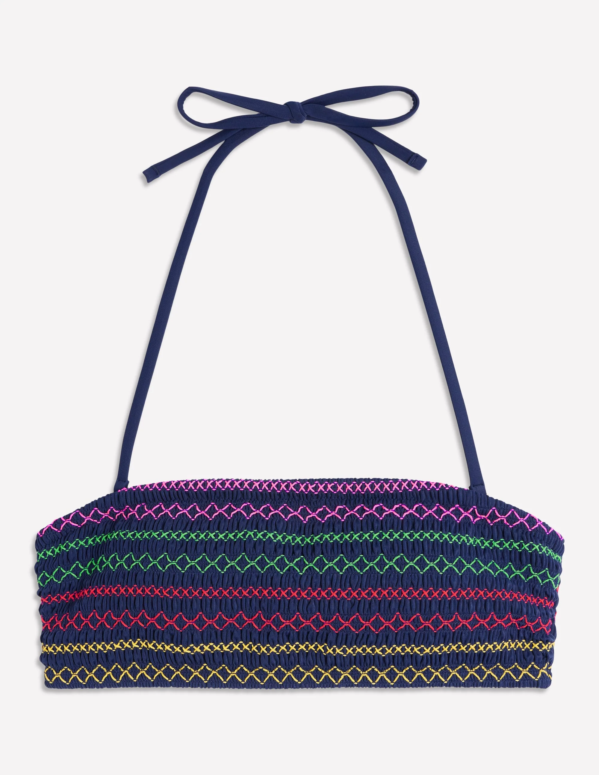 Milos Smocked Bikini Top-Navy - Image 6