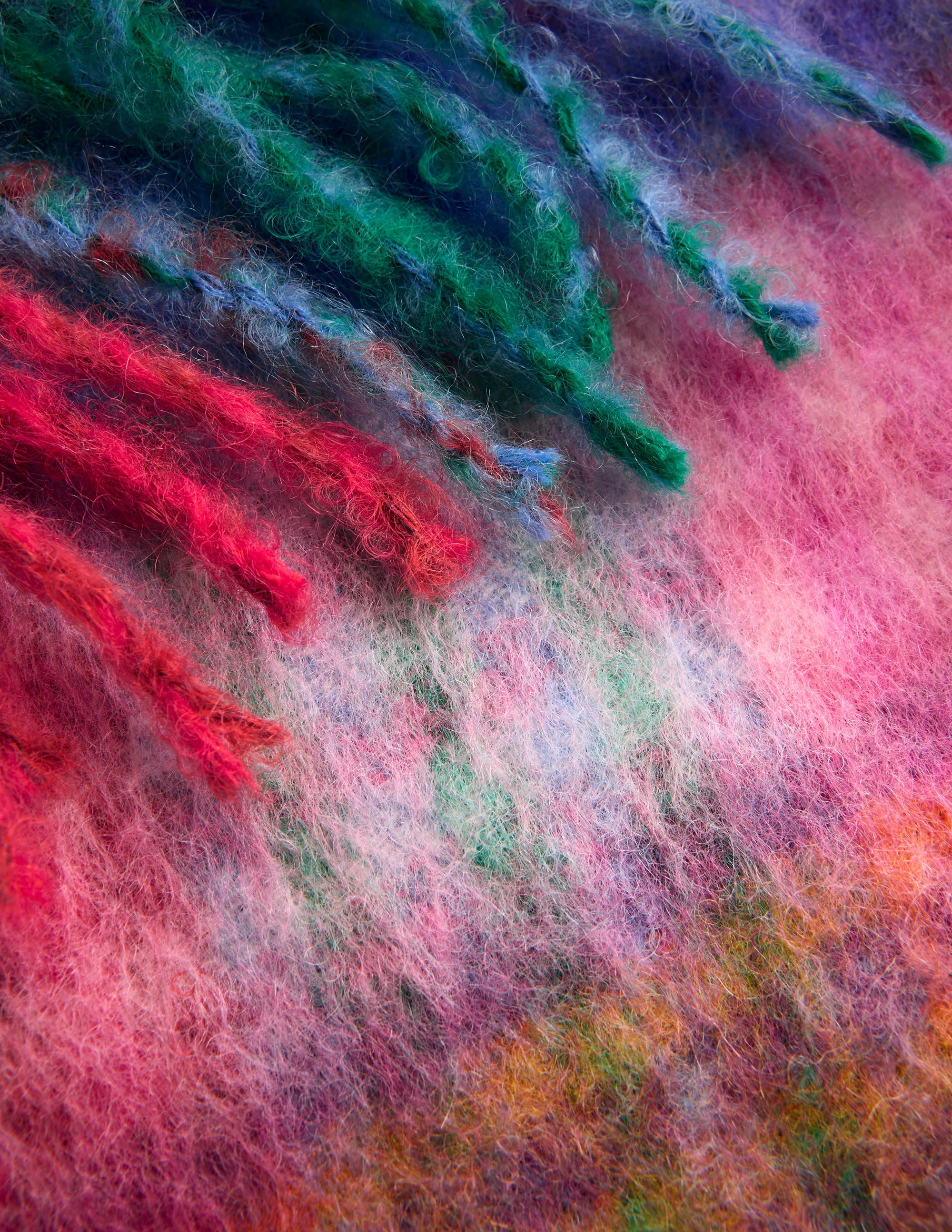 Mohair Woven Scarf-Multi Check - Image 3