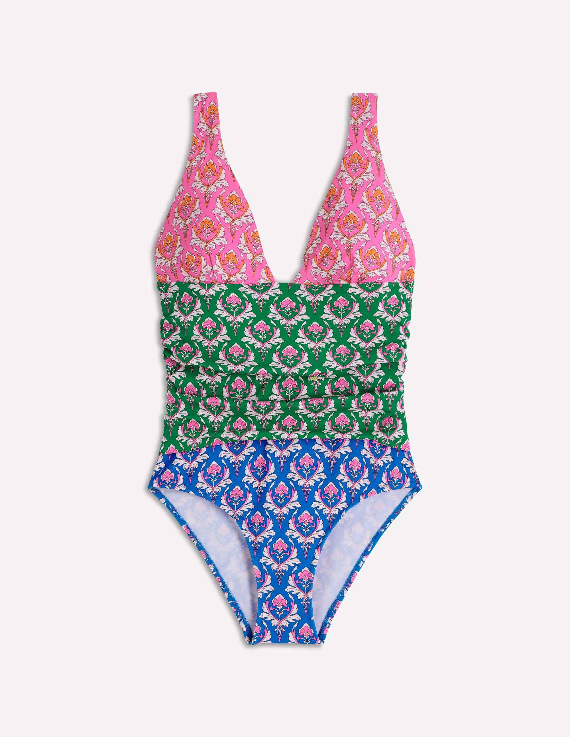 Mykonos Deep V Swimsuit-Multi, Ornamental Stamp - Image 6