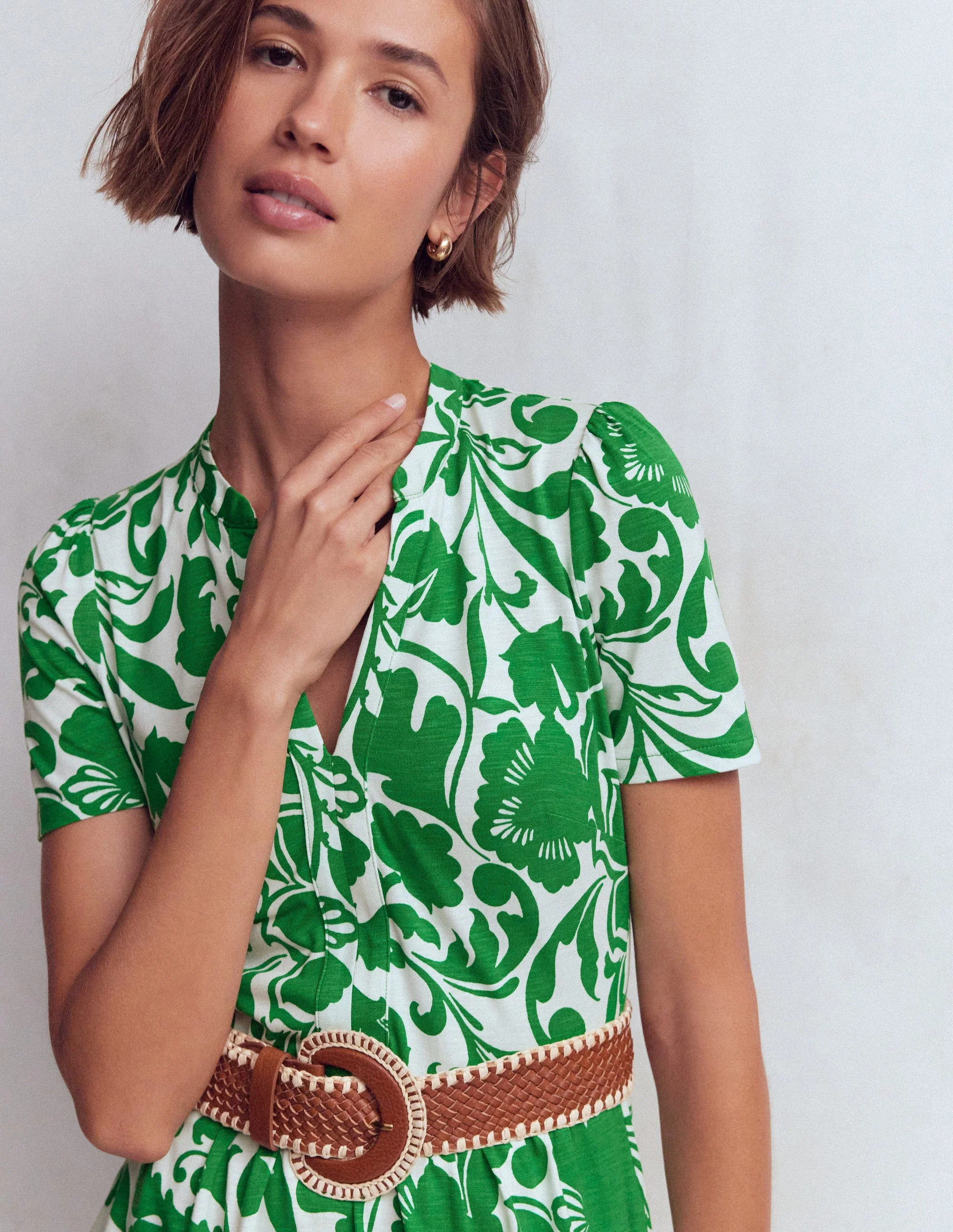 Naomi Jersey Midi Dress-Emerald, Flourishing Meadow - Image 6