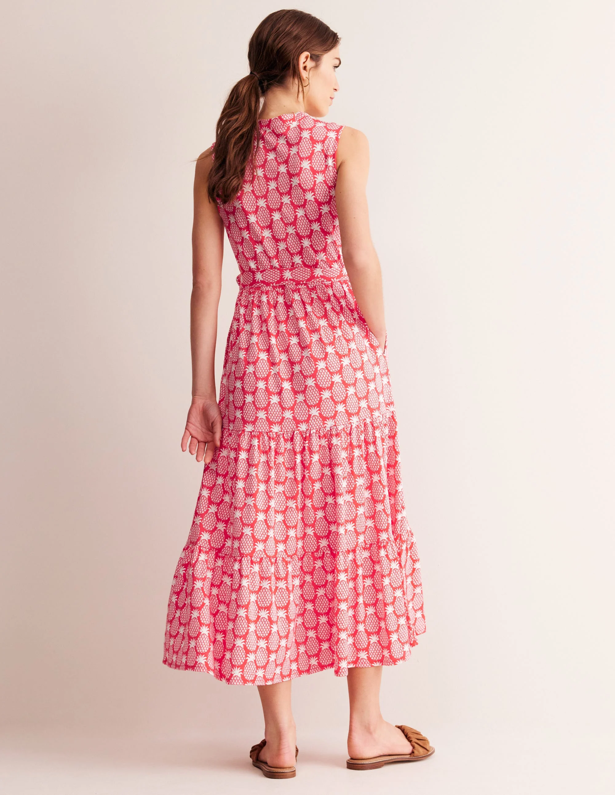 Naomi Notch Collar Maxi Dress-Hibiscus, Pineapple Geo - Image 4