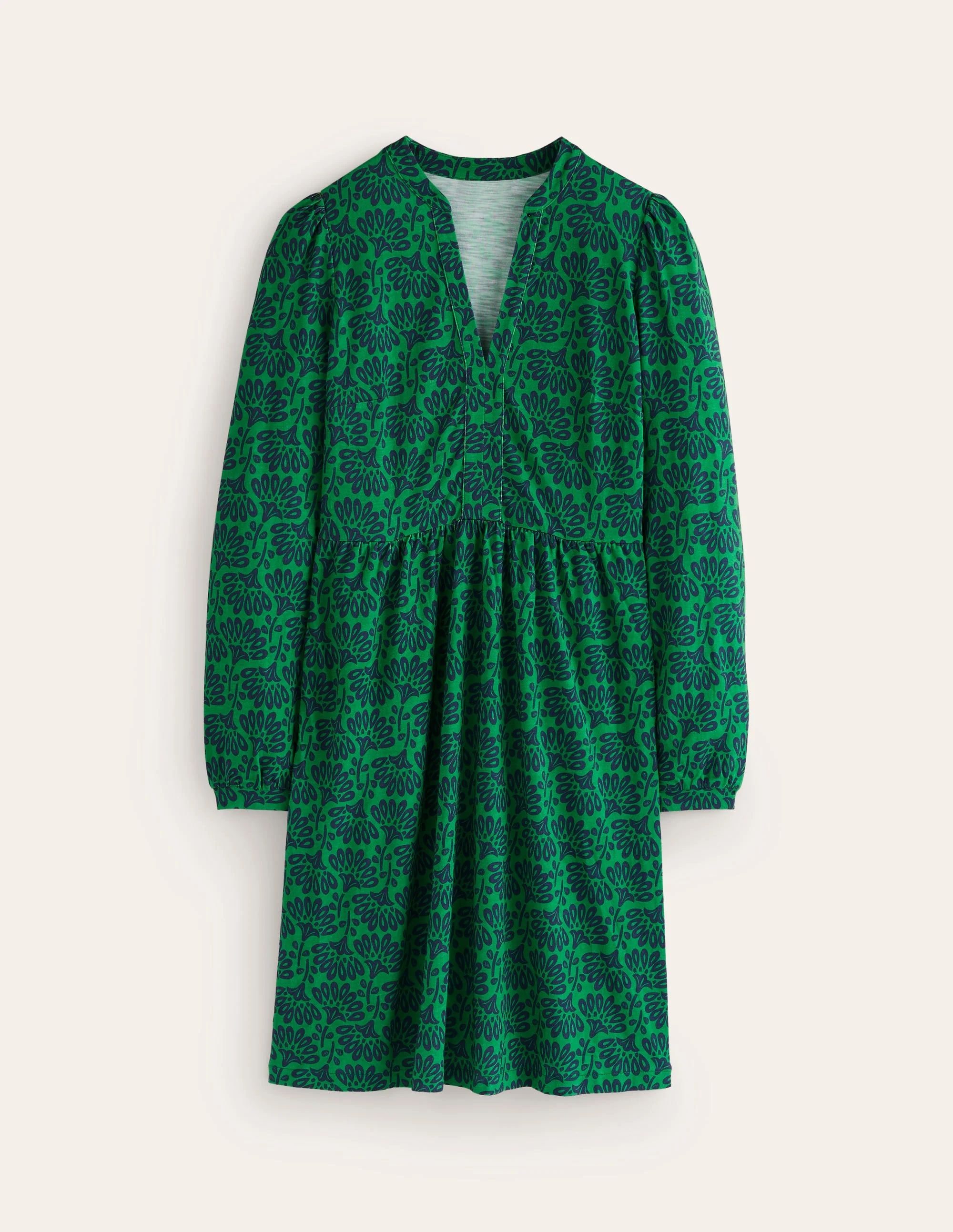 Naomi Relaxed Jersey Dress-Rich Emerald, Dandelion Sprig - Image 5