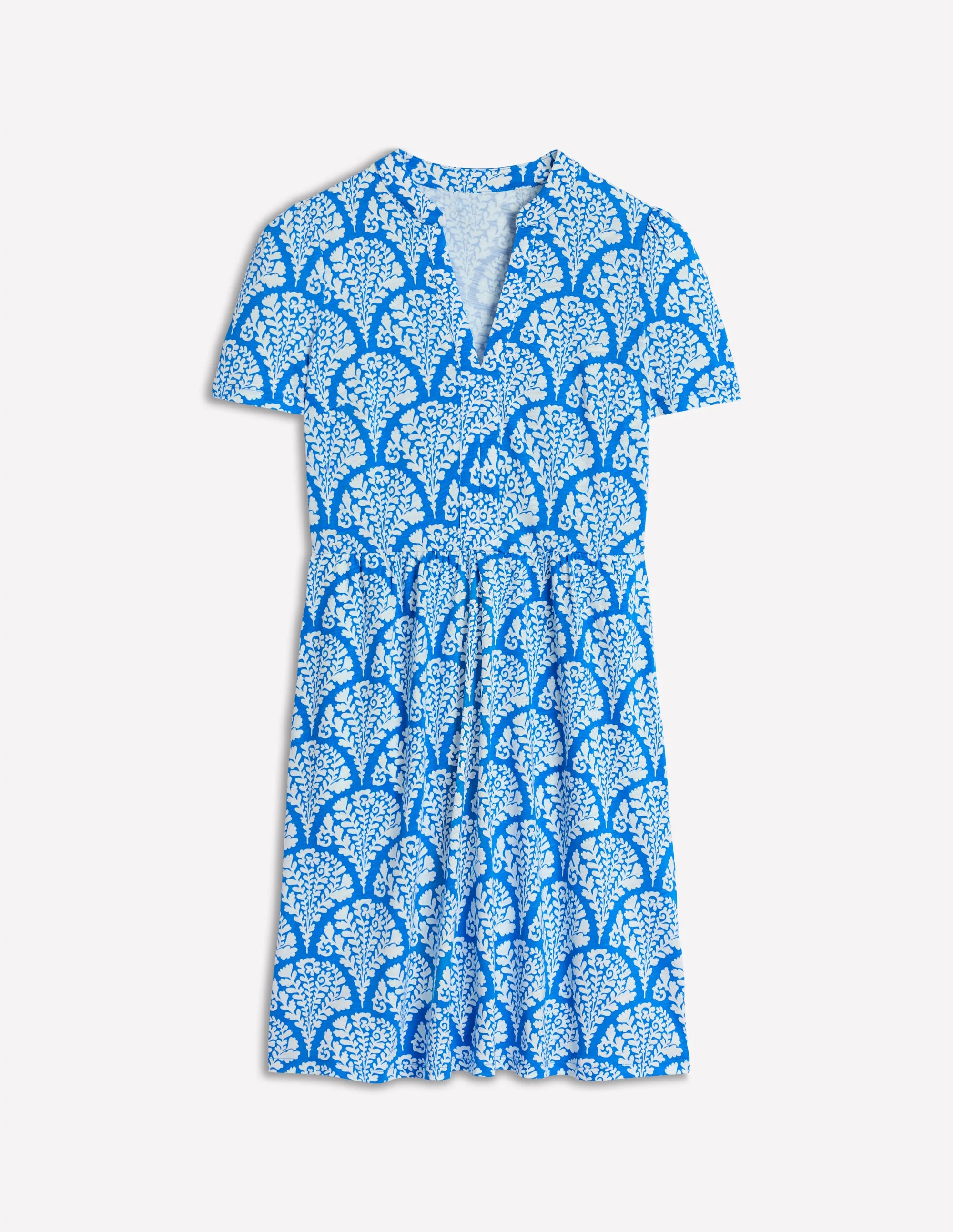 Naomi Short Sleeve Dress-Cerulean Blue, Blossomy - Image 6