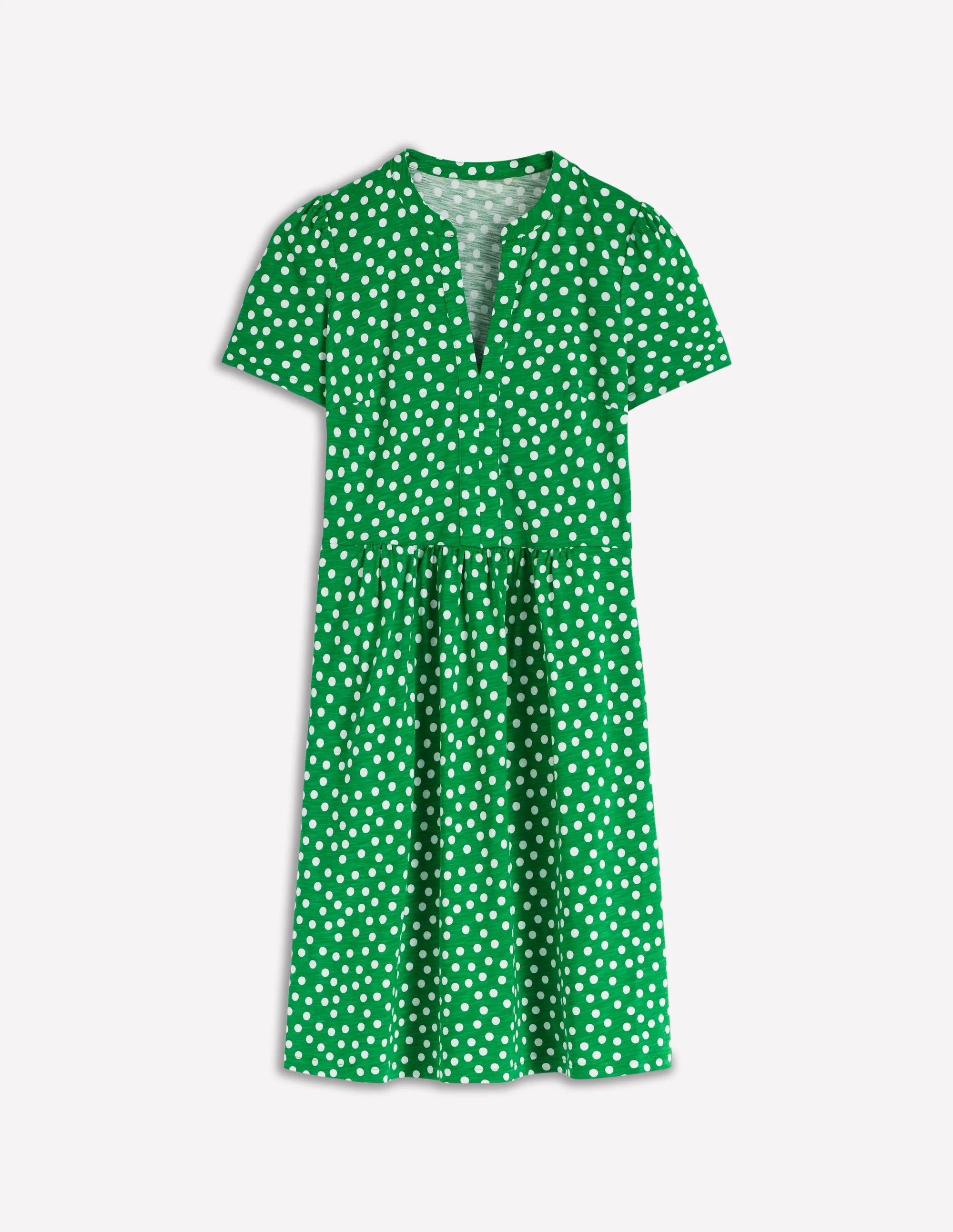 Naomi Short Sleeve Dress-Highland Green, Painted Dot - Image 5