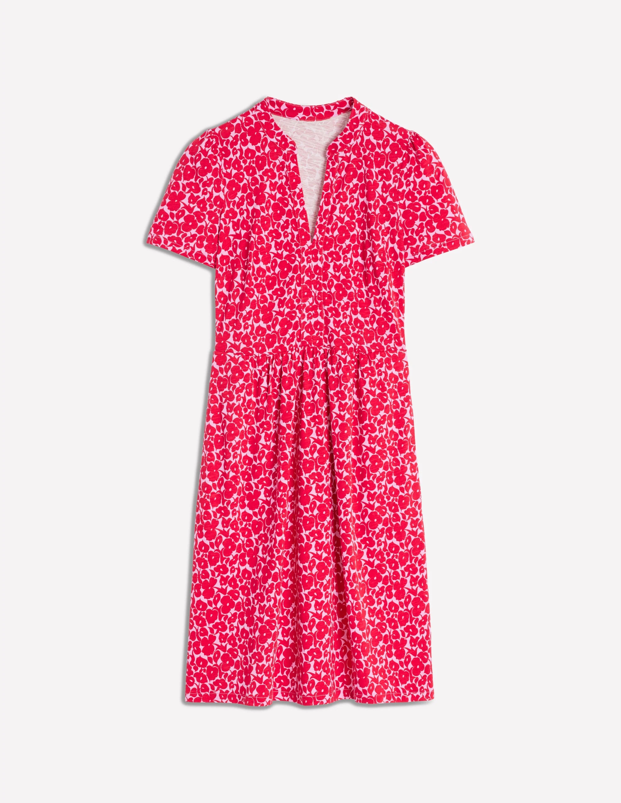 Naomi Short Sleeve Dress-Jewel Red, Leafy Grove - Image 5