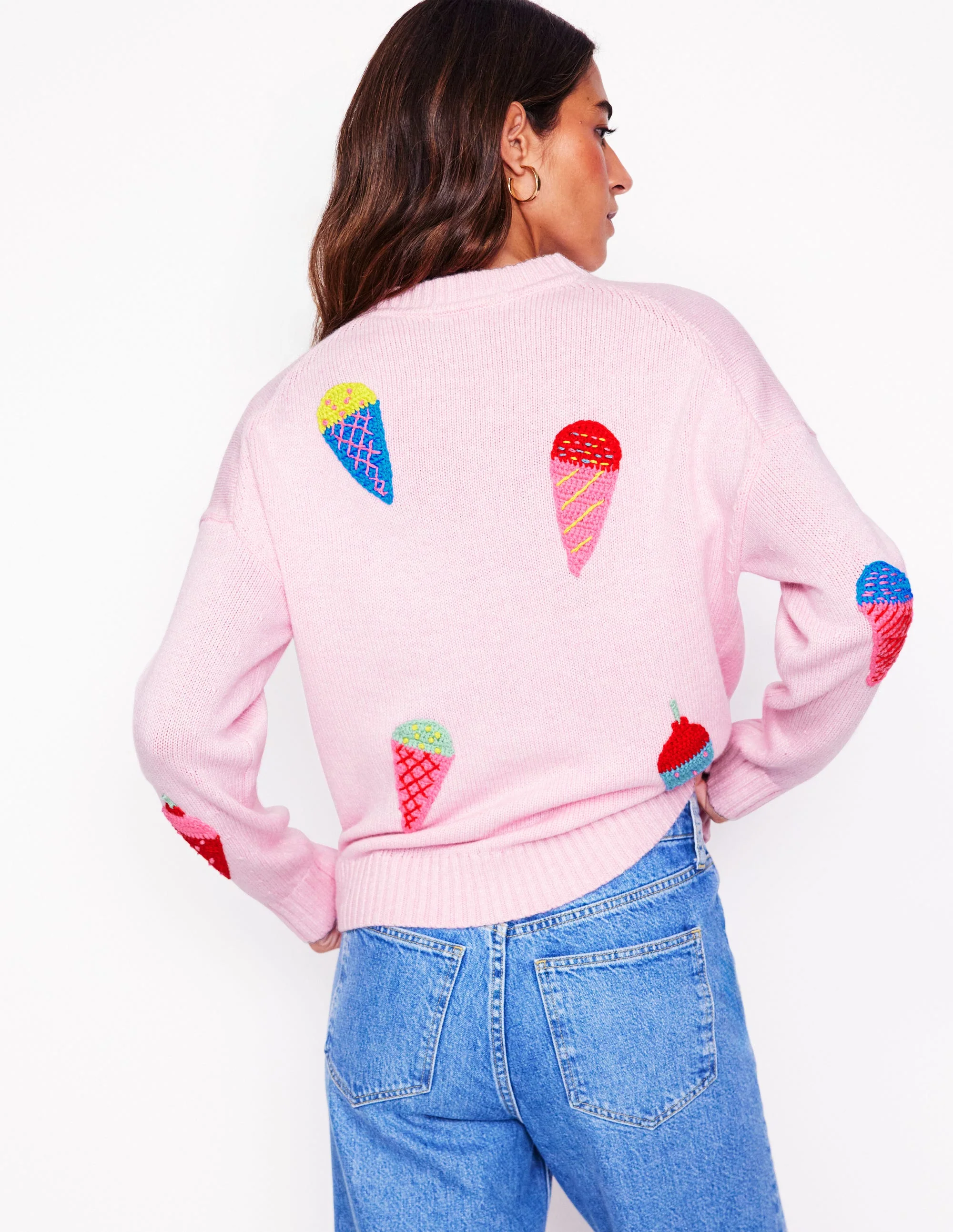 Natalie Embroidered Jumper-Soft Pink - Image 4