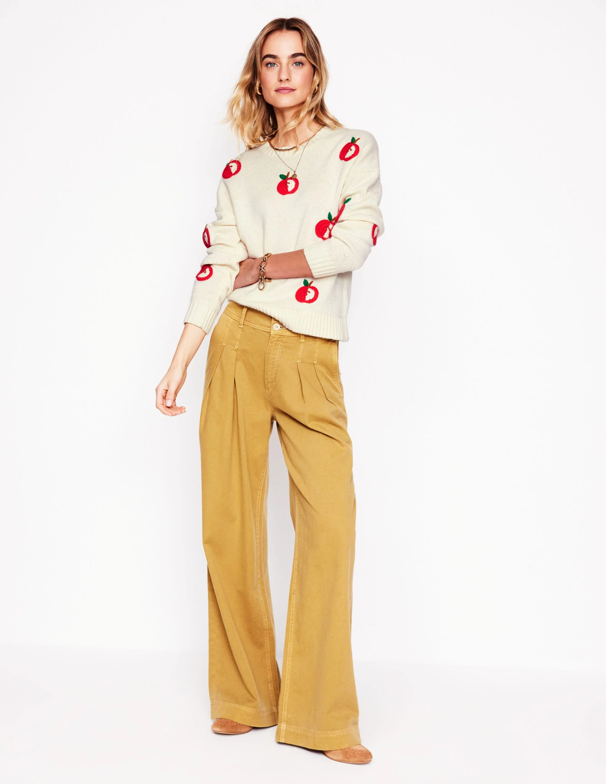Natalie Embroidered Jumper-Warm Ivory, Apples - Image 6