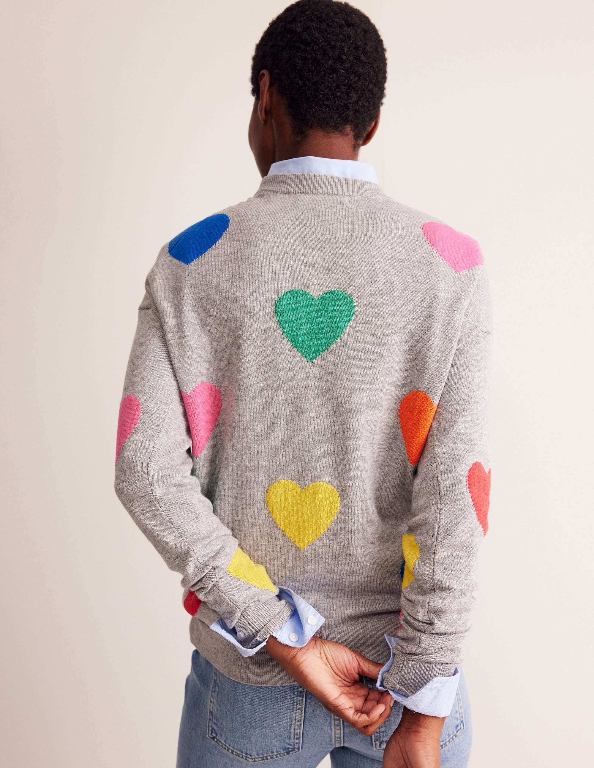 Natasha Novelty Jumper-Grey, Hearts - Image 3