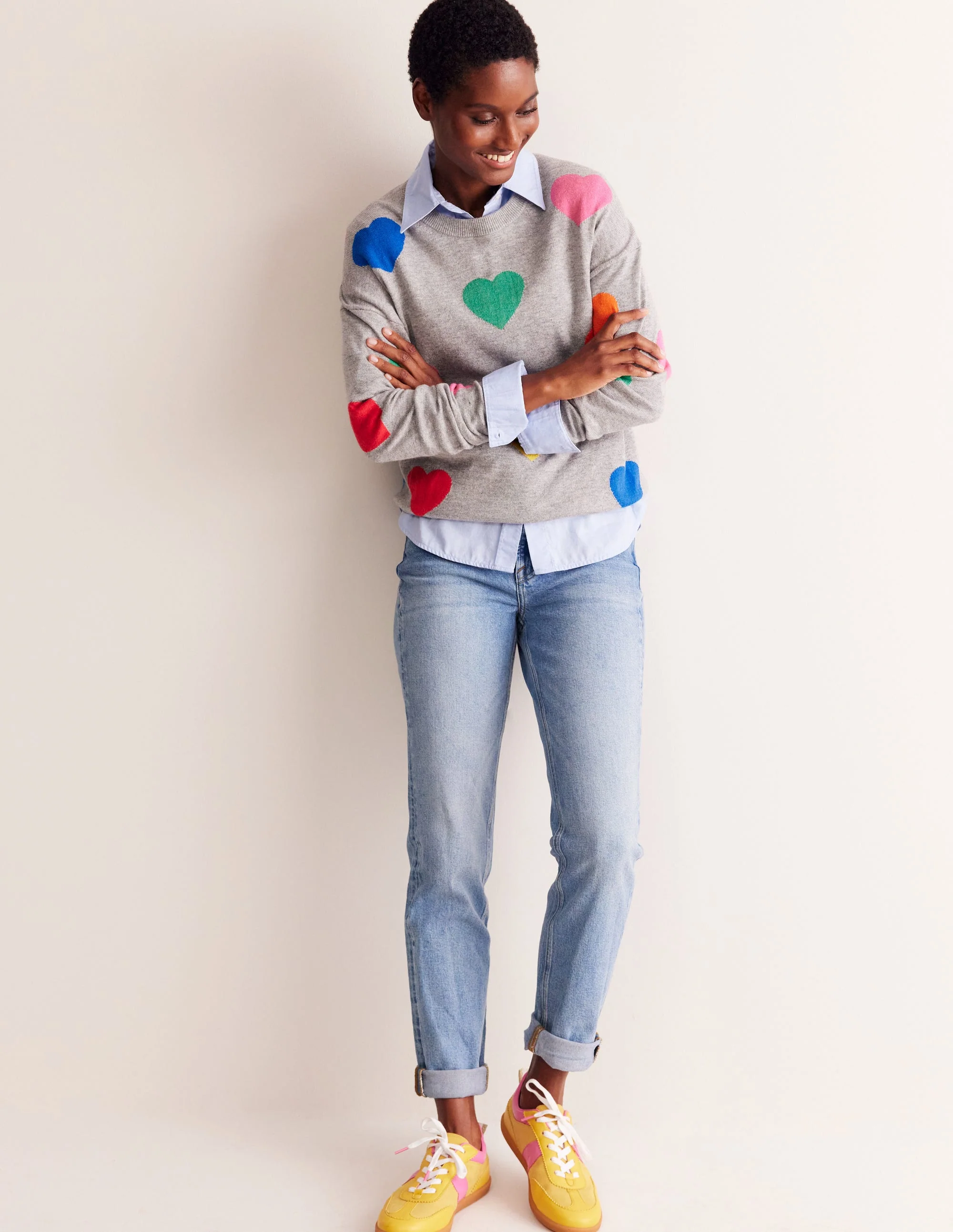 Natasha Novelty Jumper-Grey, Hearts - Image 4