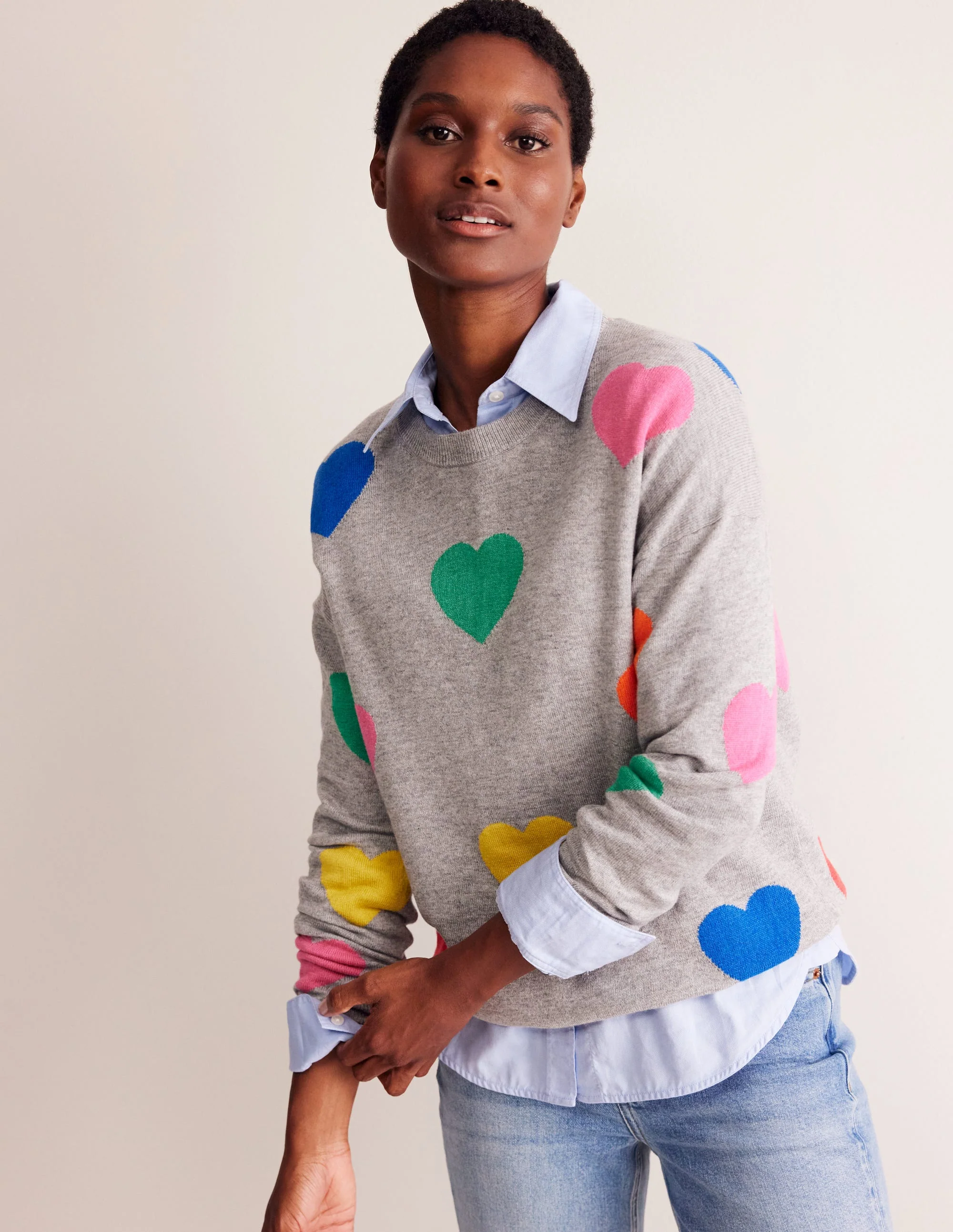 Natasha Novelty Jumper-Grey, Hearts - Image 5