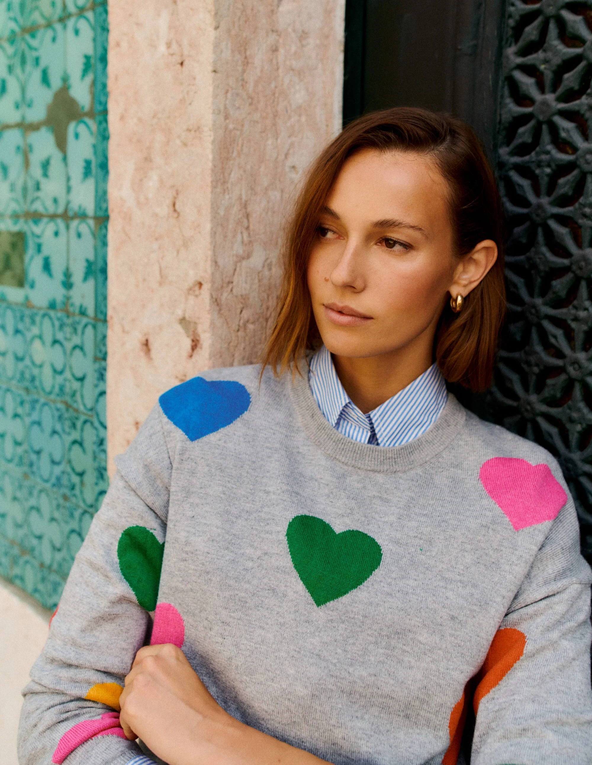 Natasha Novelty Jumper-Grey, Hearts - Image 6