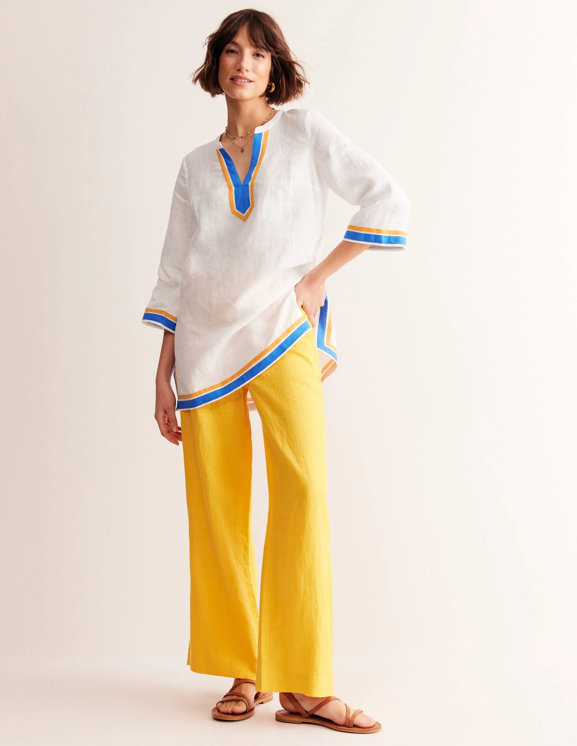 Neck Detail Tunic Top-White, Surf the Web - Image 4