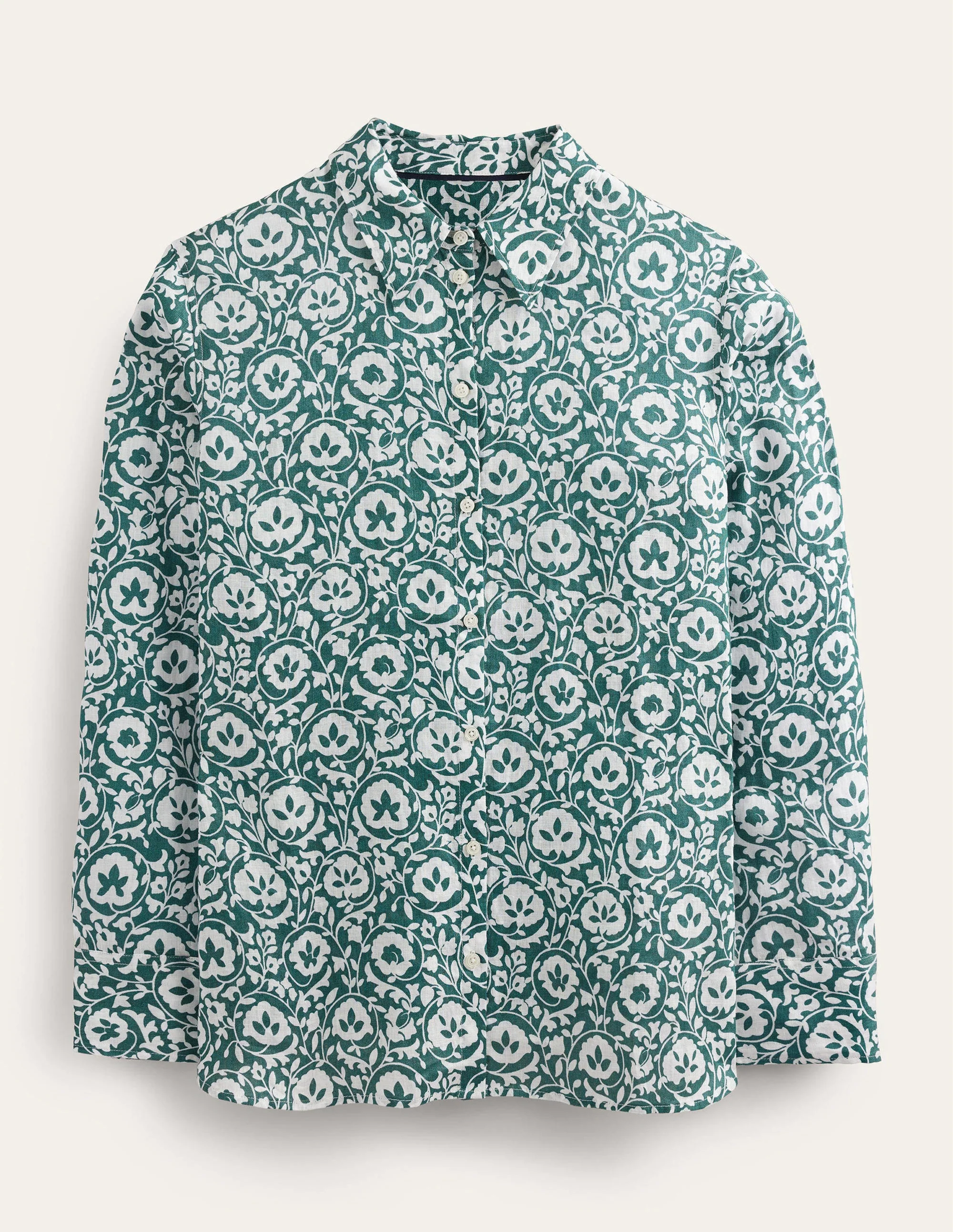 New Linen Shirt-Green, Enchanting Bloom - Image 5