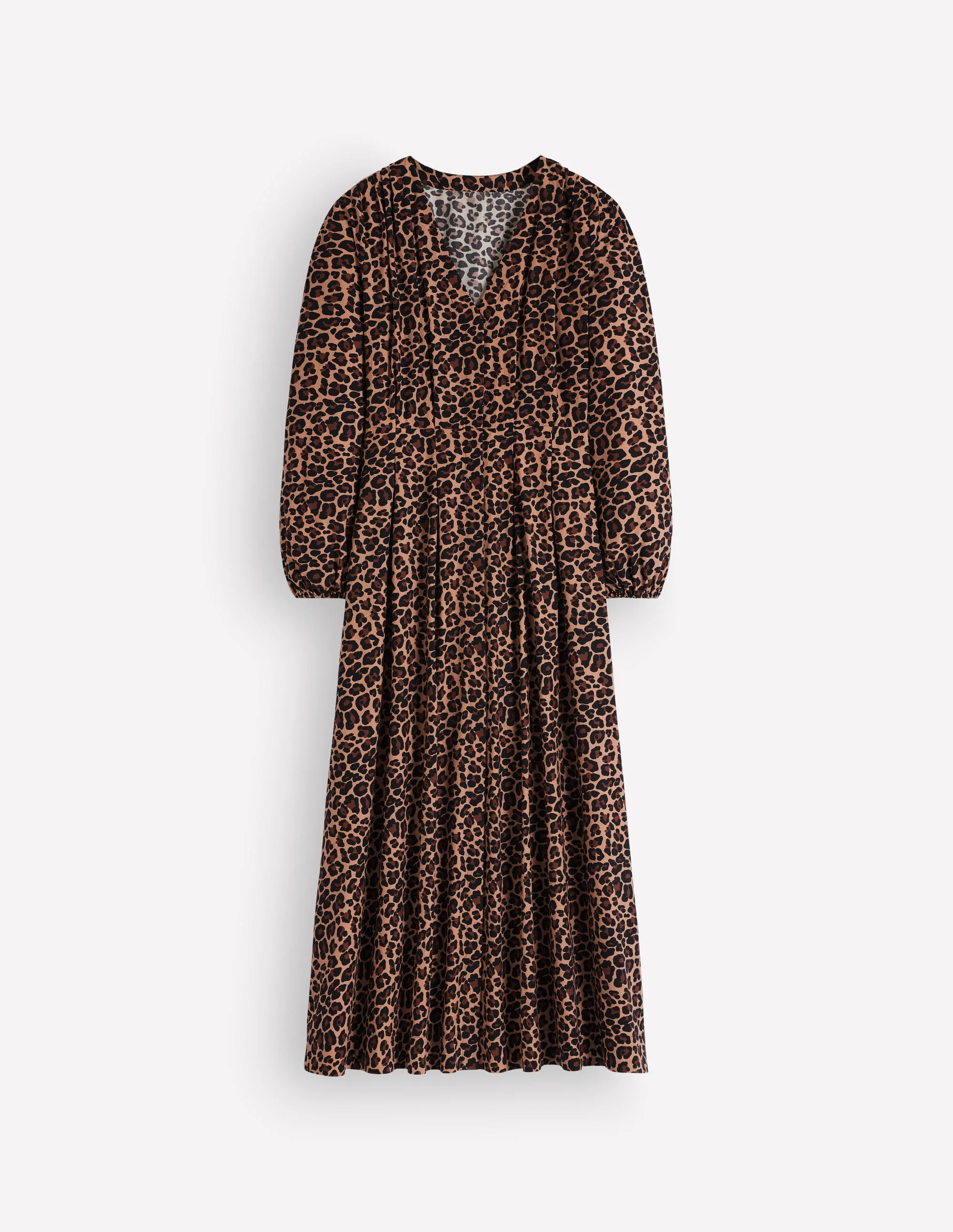 Nicola Cotton Midi Dress-Camel, Animal Fields - Image 5