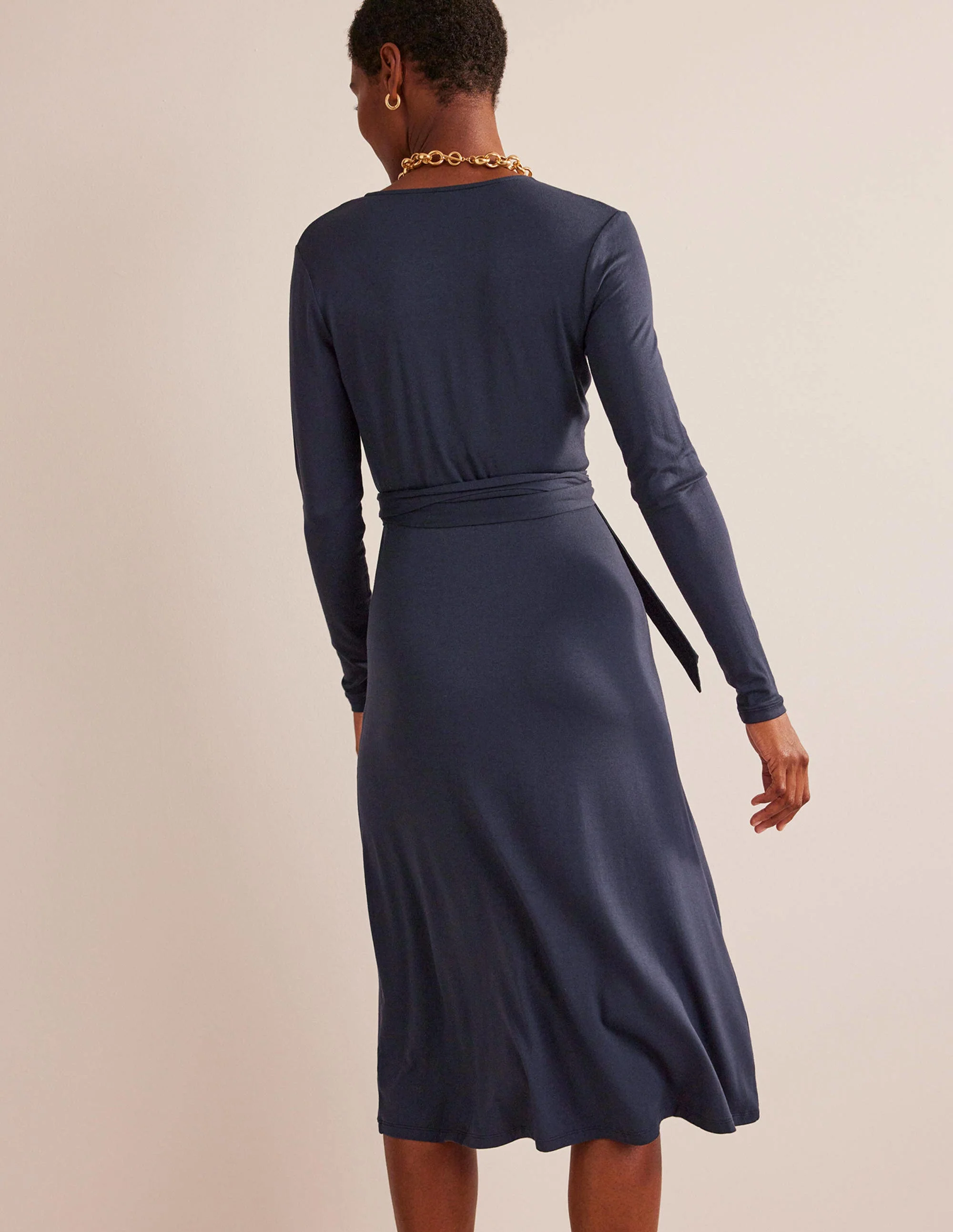 Nina Jersey Midi Dress-Navy - Image 3
