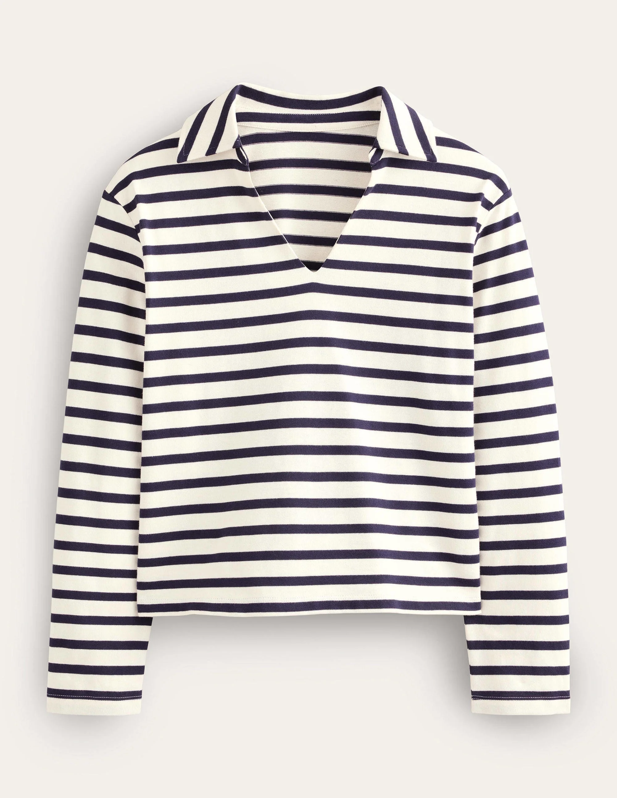 Notch Collar Stripe Top-Ivory/Navy Stripe - Image 5