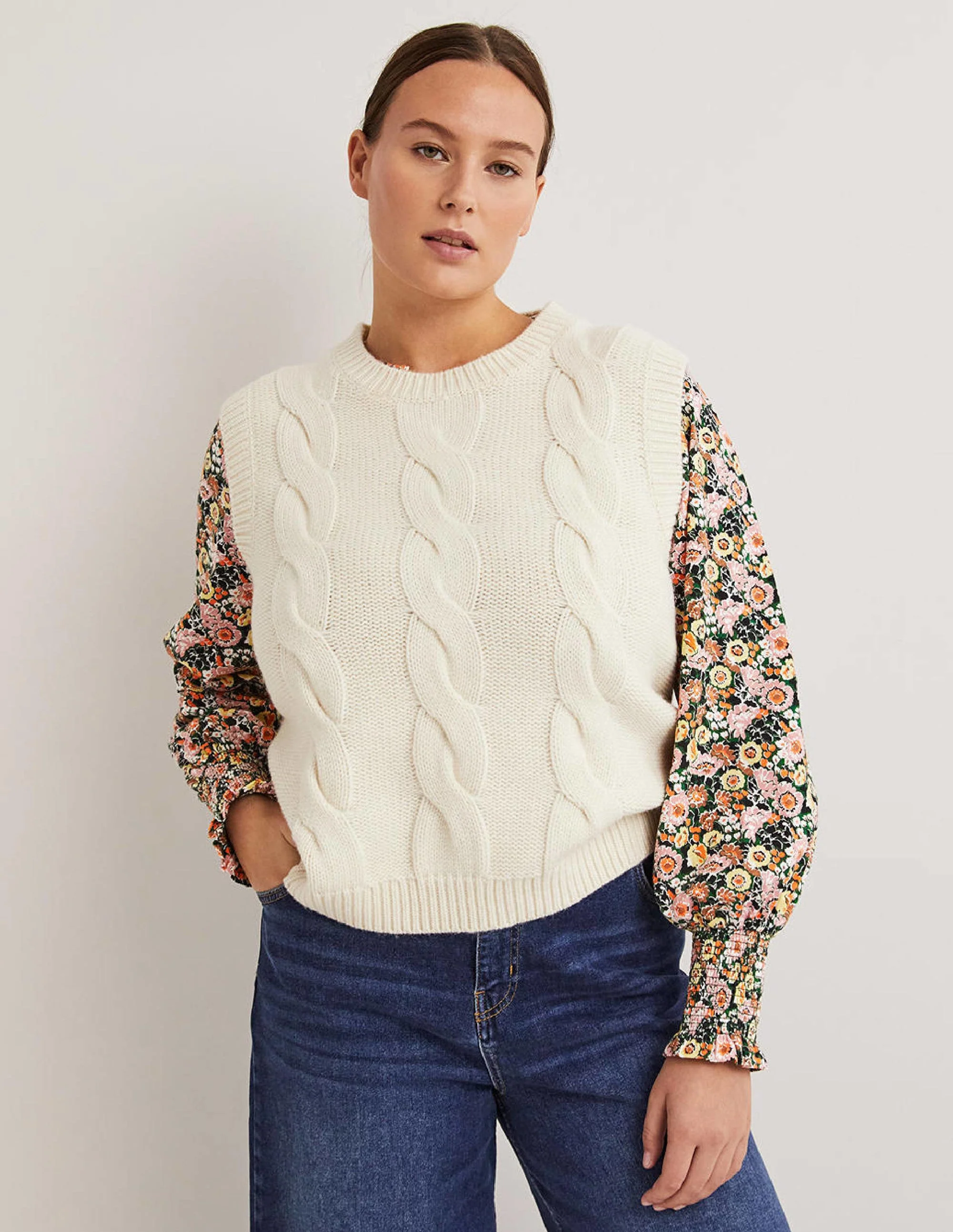 Notch Neck Smocked Frill Top-Almond Pink, Flora Illusion - Image 5