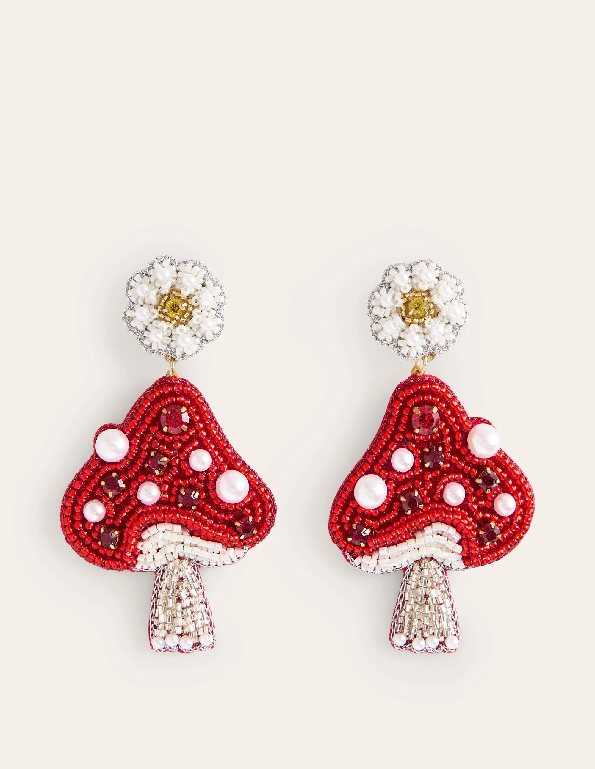 Novelty Beaded Earrings-Mushroom - Image 2