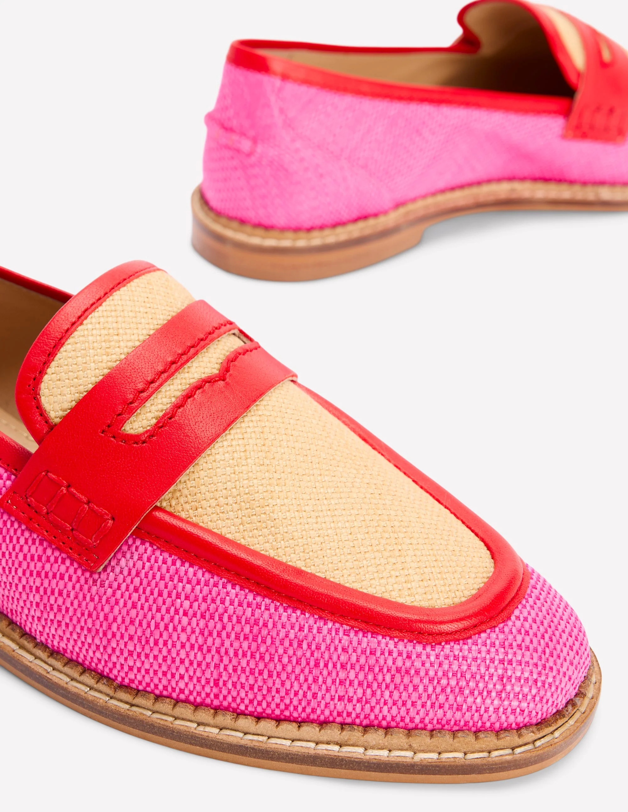 Nya Penny Loafers-Pink/Natural Colourblock - Image 4