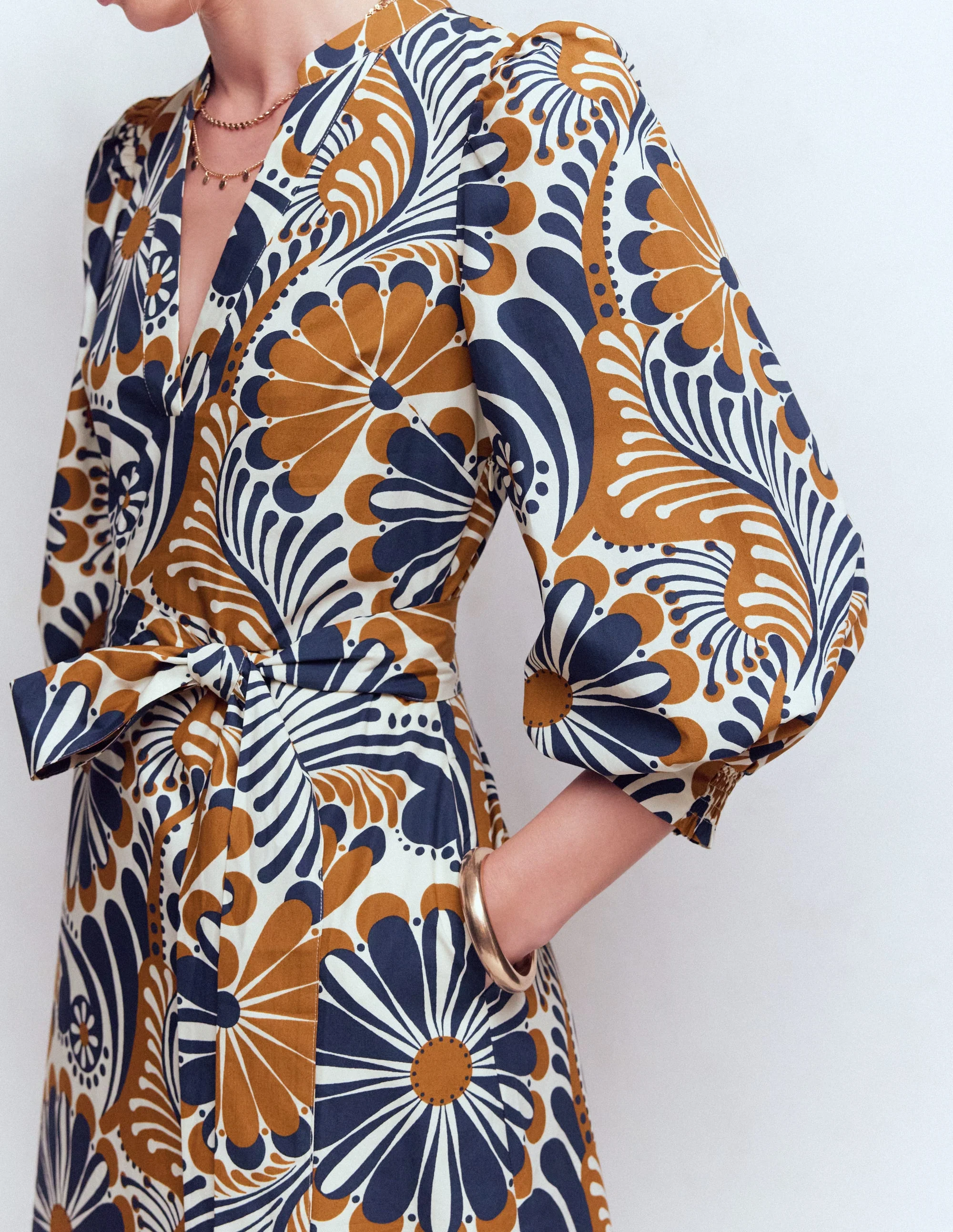 Octavia Cotton Dress-Navy Euphoric Gardens - Image 2