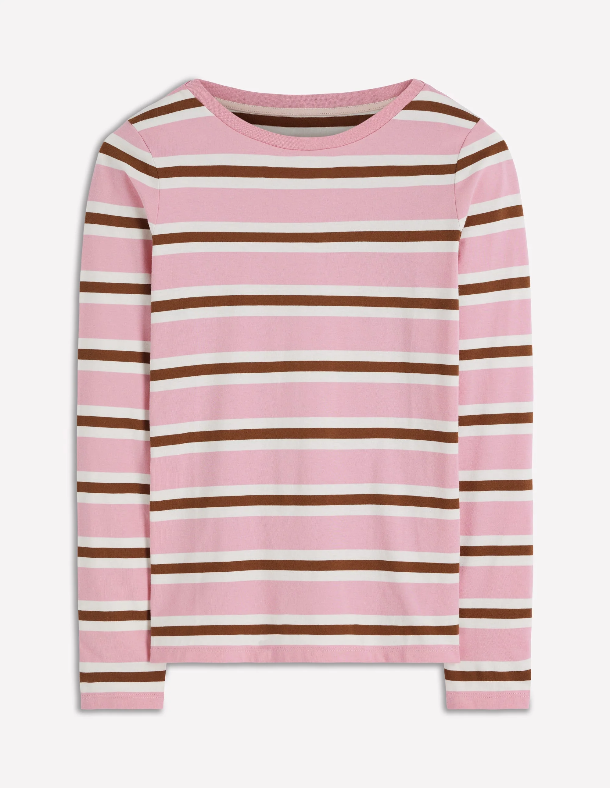 Olivia Long Sleeve Breton-Formica Pink and Russet Stripe - Image 6