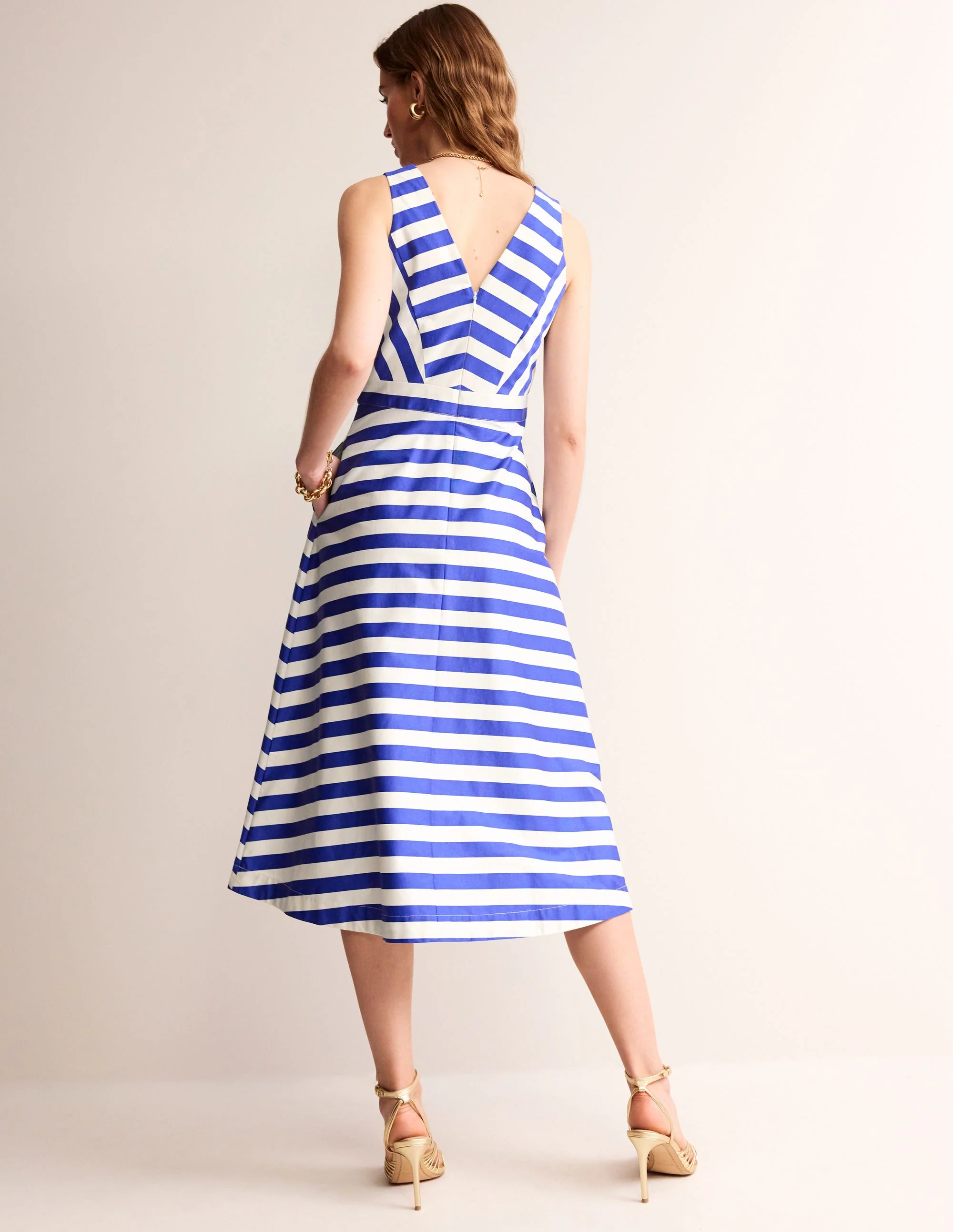 Panelled Bodice Midi Dress-Surf the Web Stripe - Image 3
