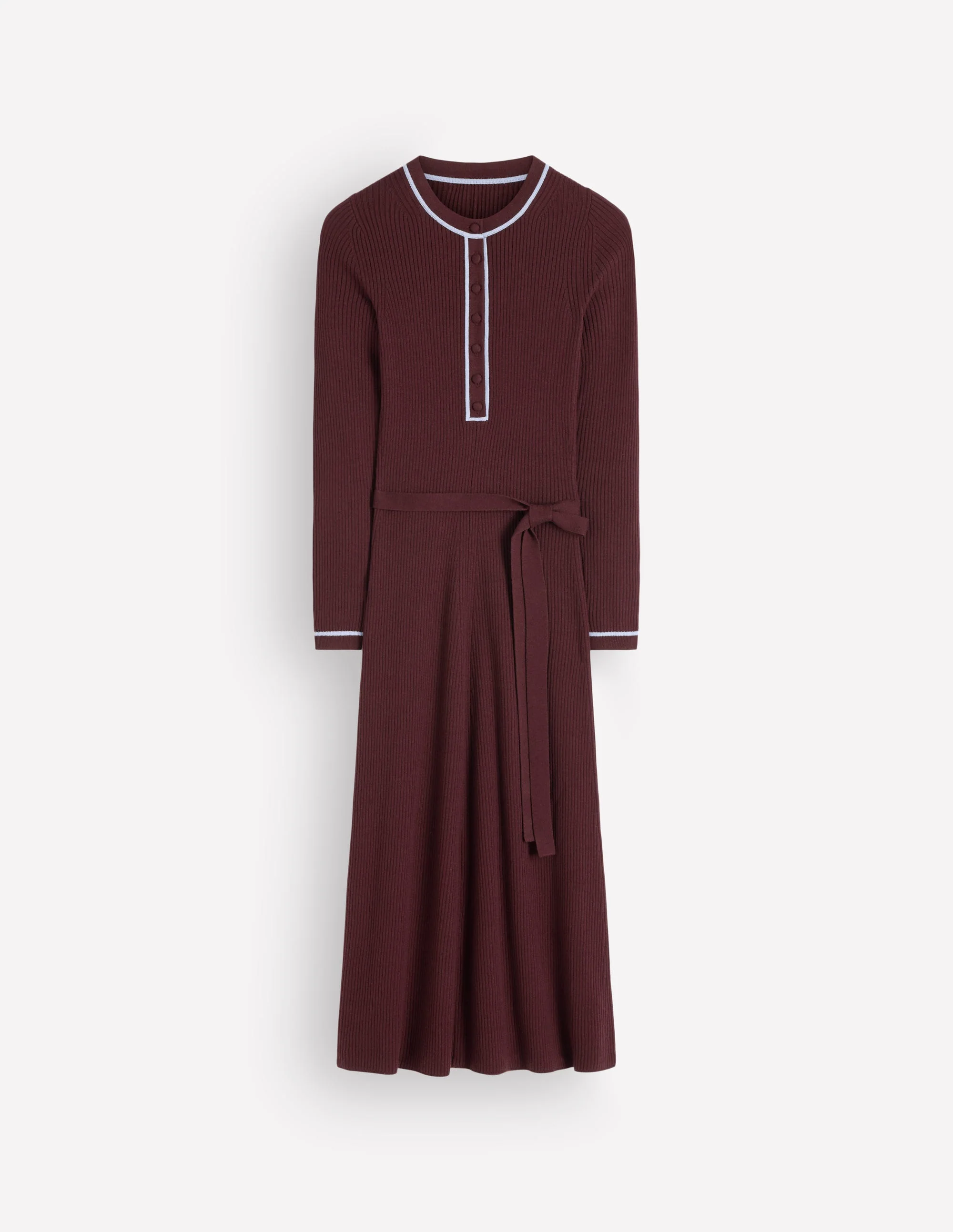 Paula Ribbed Crew Dress-Raw Umber, Faded Denim - Image 6