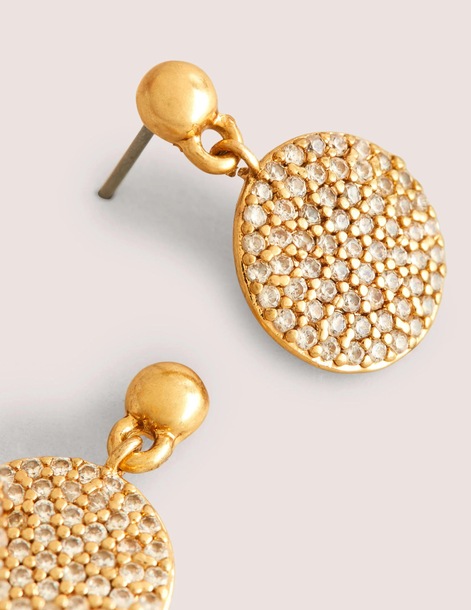Pavé Disk Earrings-Gold - Image 3