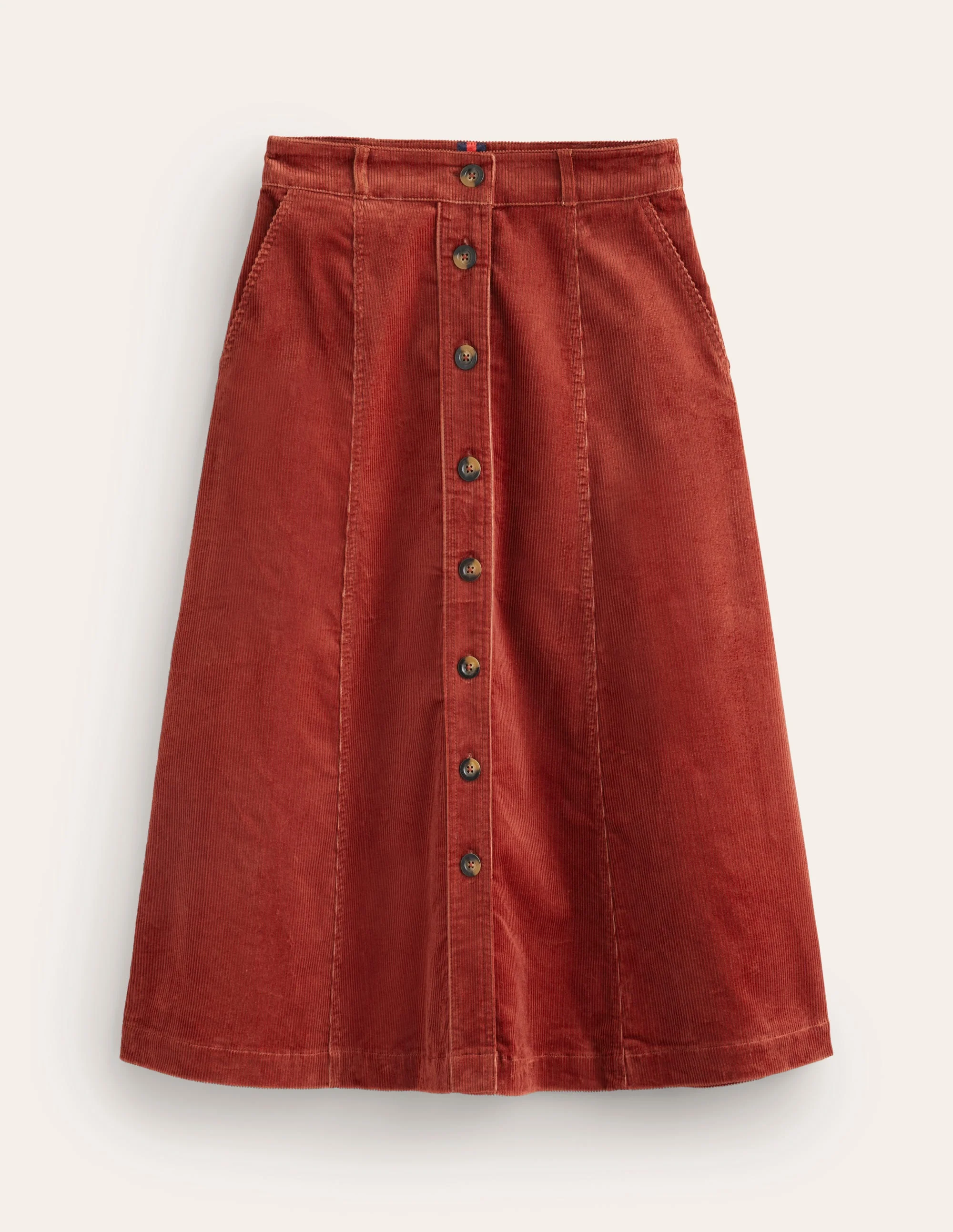 Petra Cord Midi Skirt-Rust - Image 5