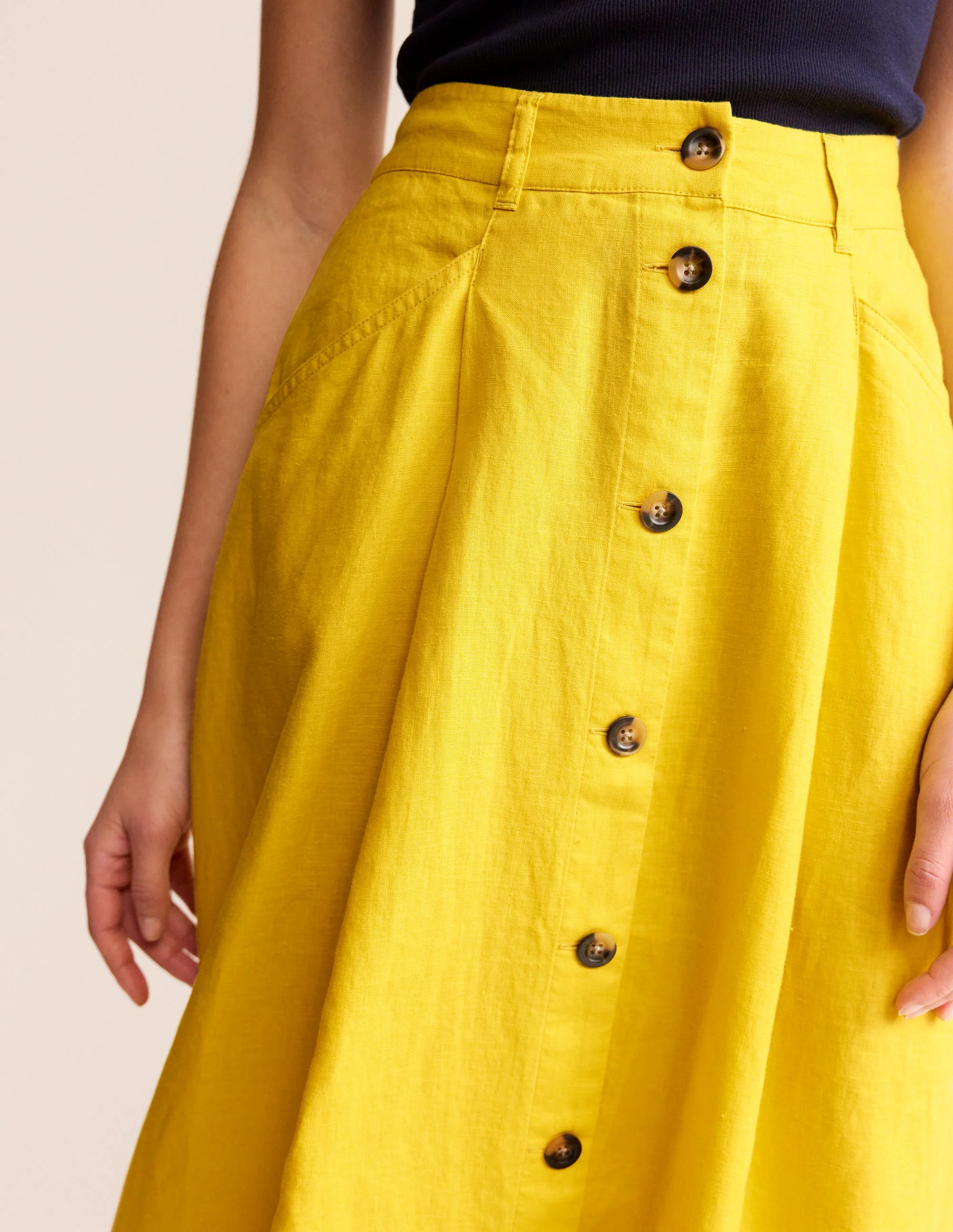 Petra Linen Midi Skirt-Passion Fruit - Image 2