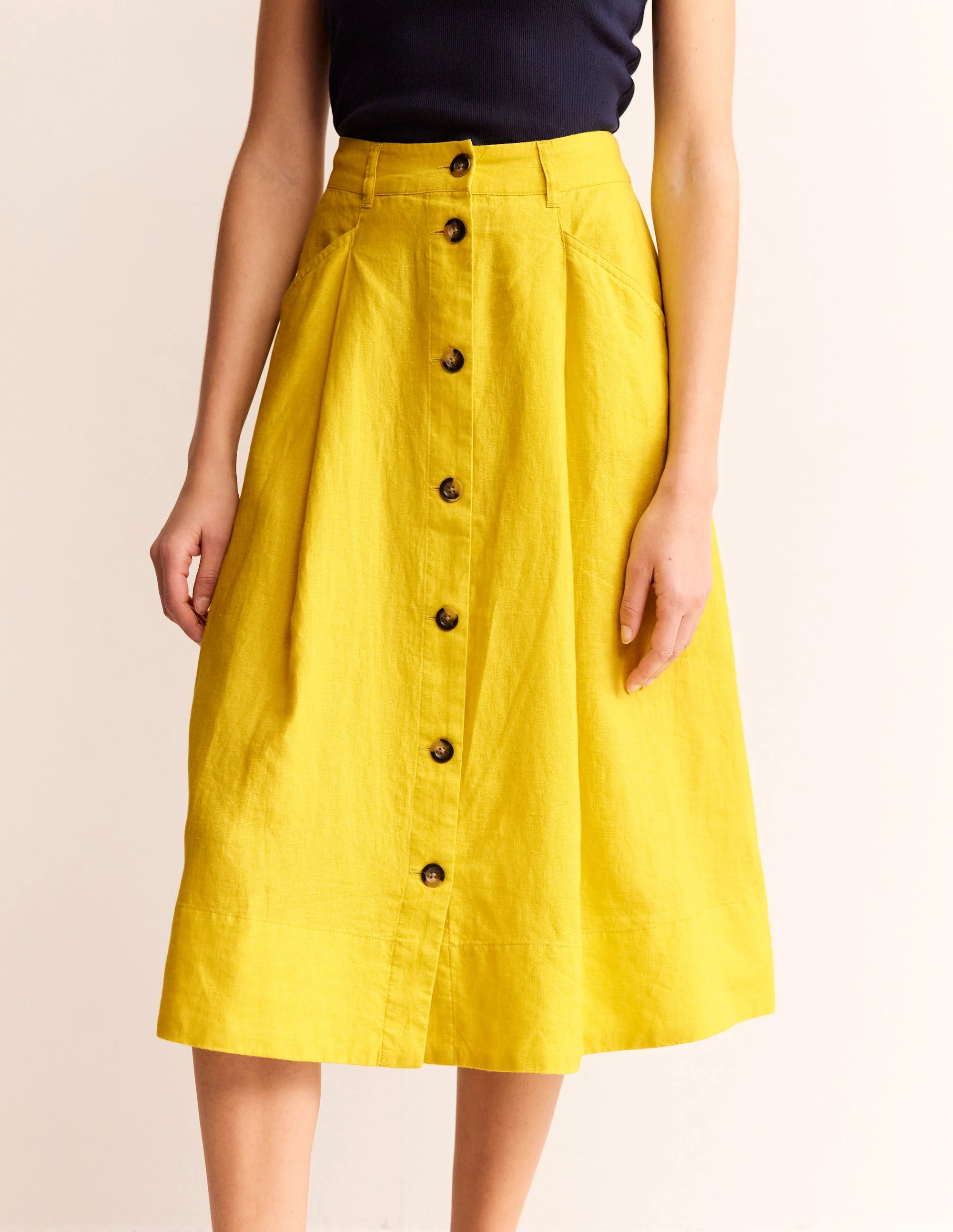 Petra Linen Midi Skirt-Passion Fruit - Image 4