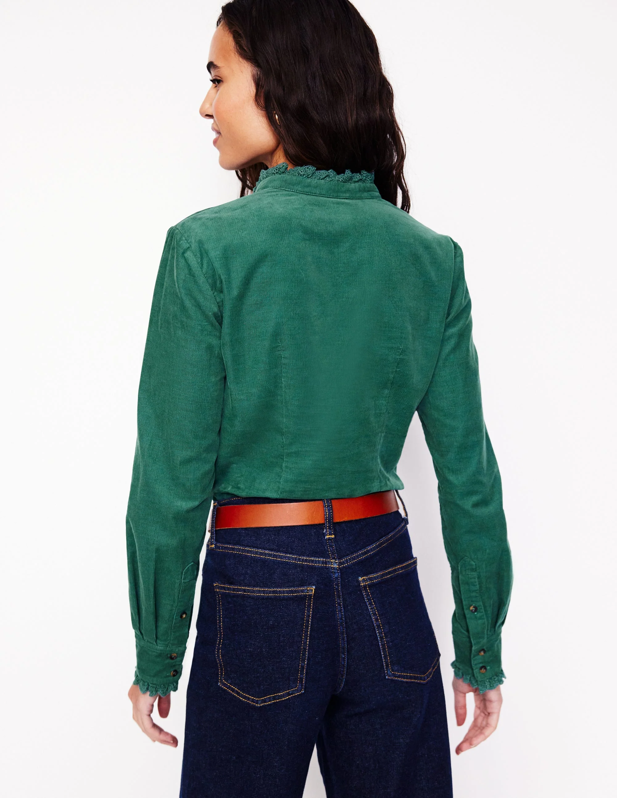 Phoebe Cord Shirt-Spruce Green - Image 3