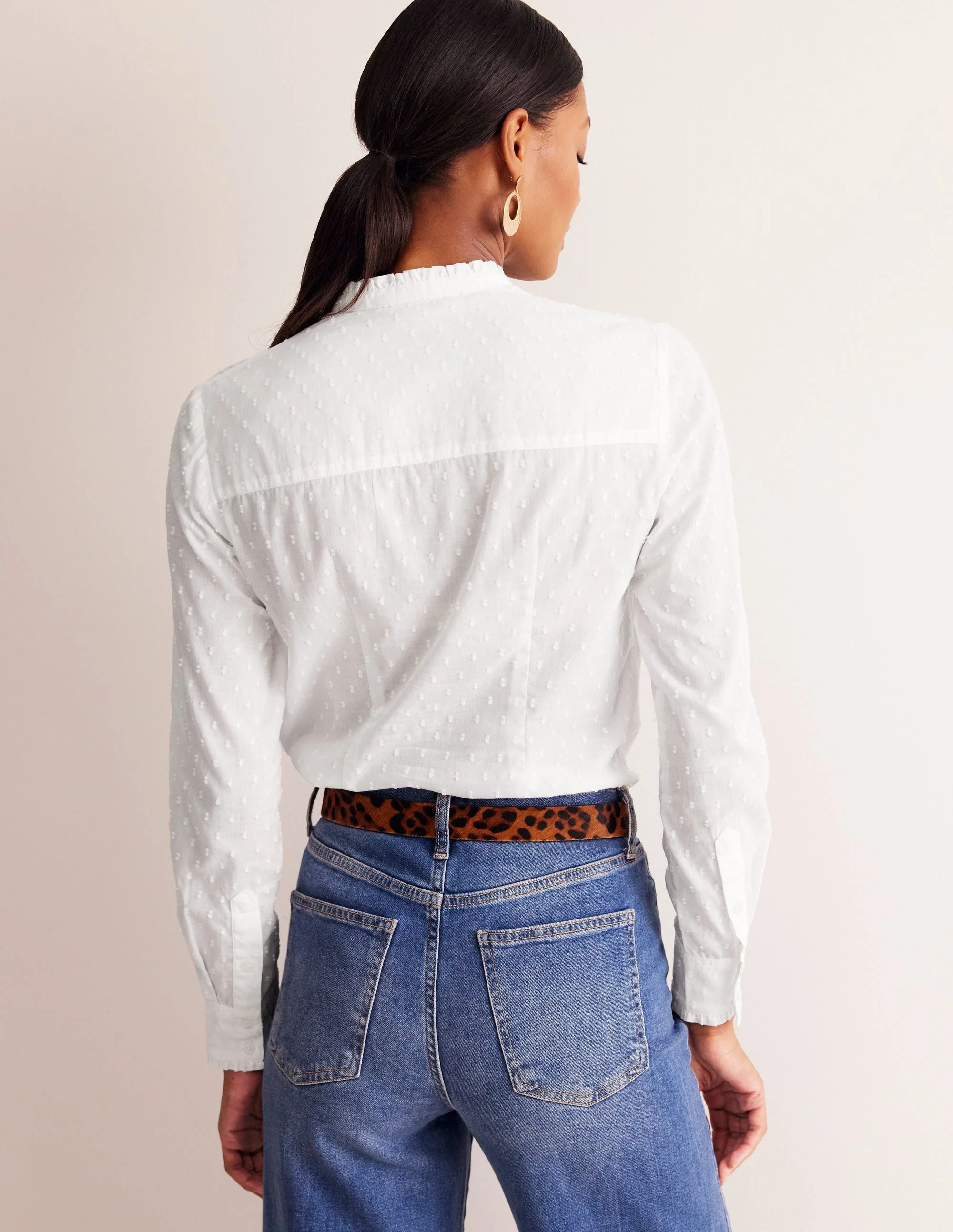 Phoebe Cotton Shirt-White Dobby - Image 3