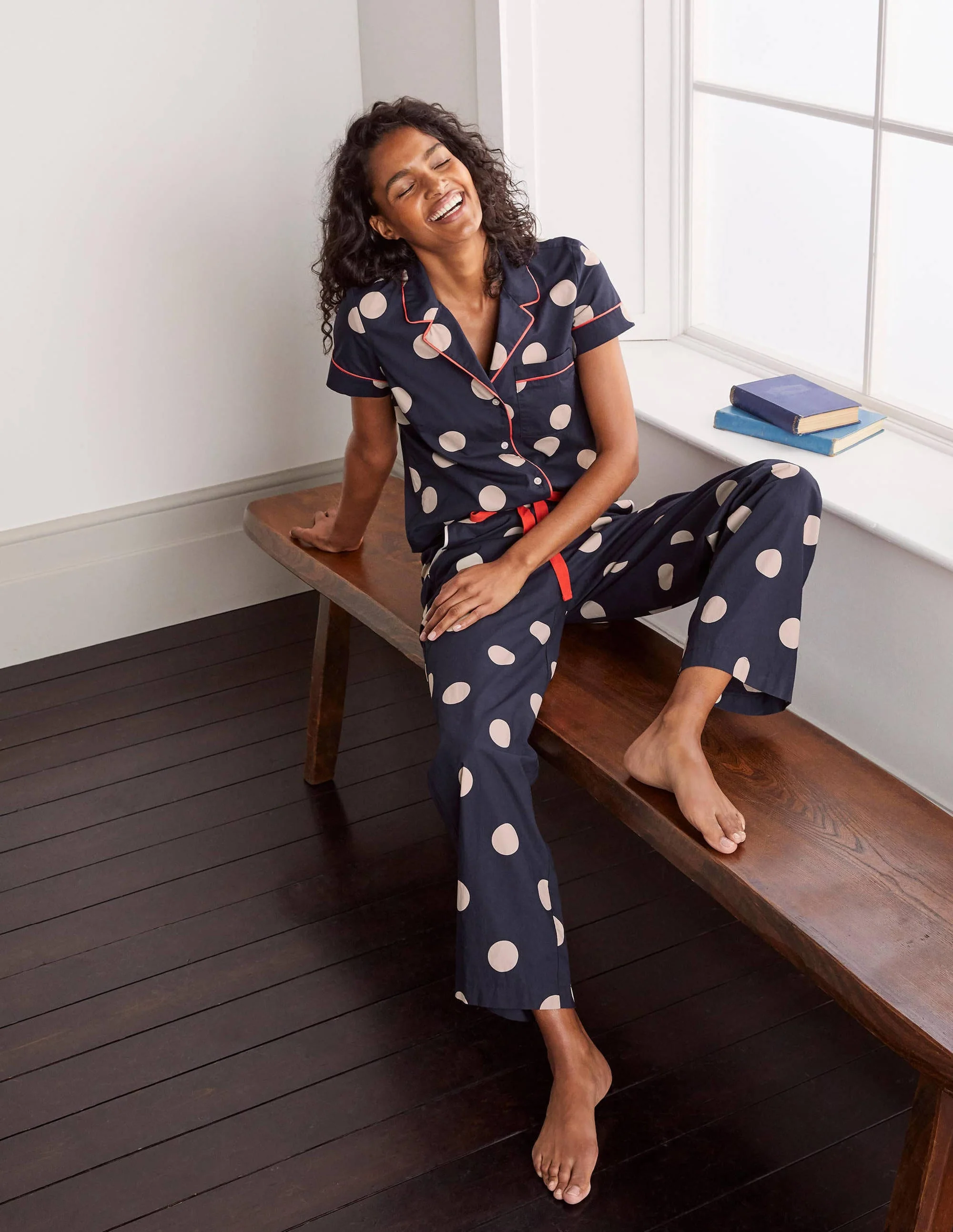 Phoebe PJ Shirt-French Navy, Regular Dot